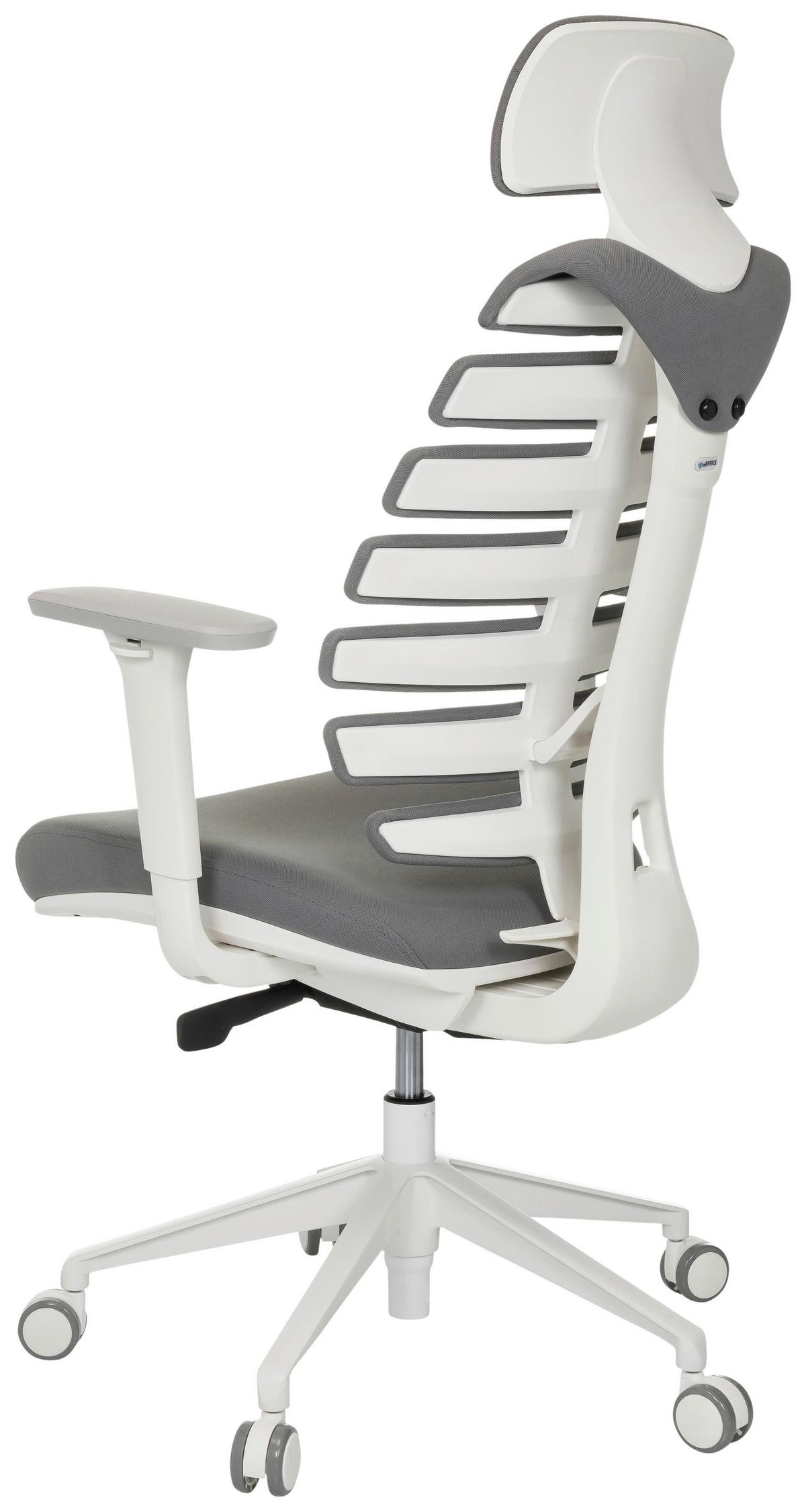 Drehstuhl Ergo Line W Dunkelgrau B: 67 cm - Dunkelgrau/Weiß, MODERN, Kunststoff/Textil (67/116-133/65cm) - MID.YOU