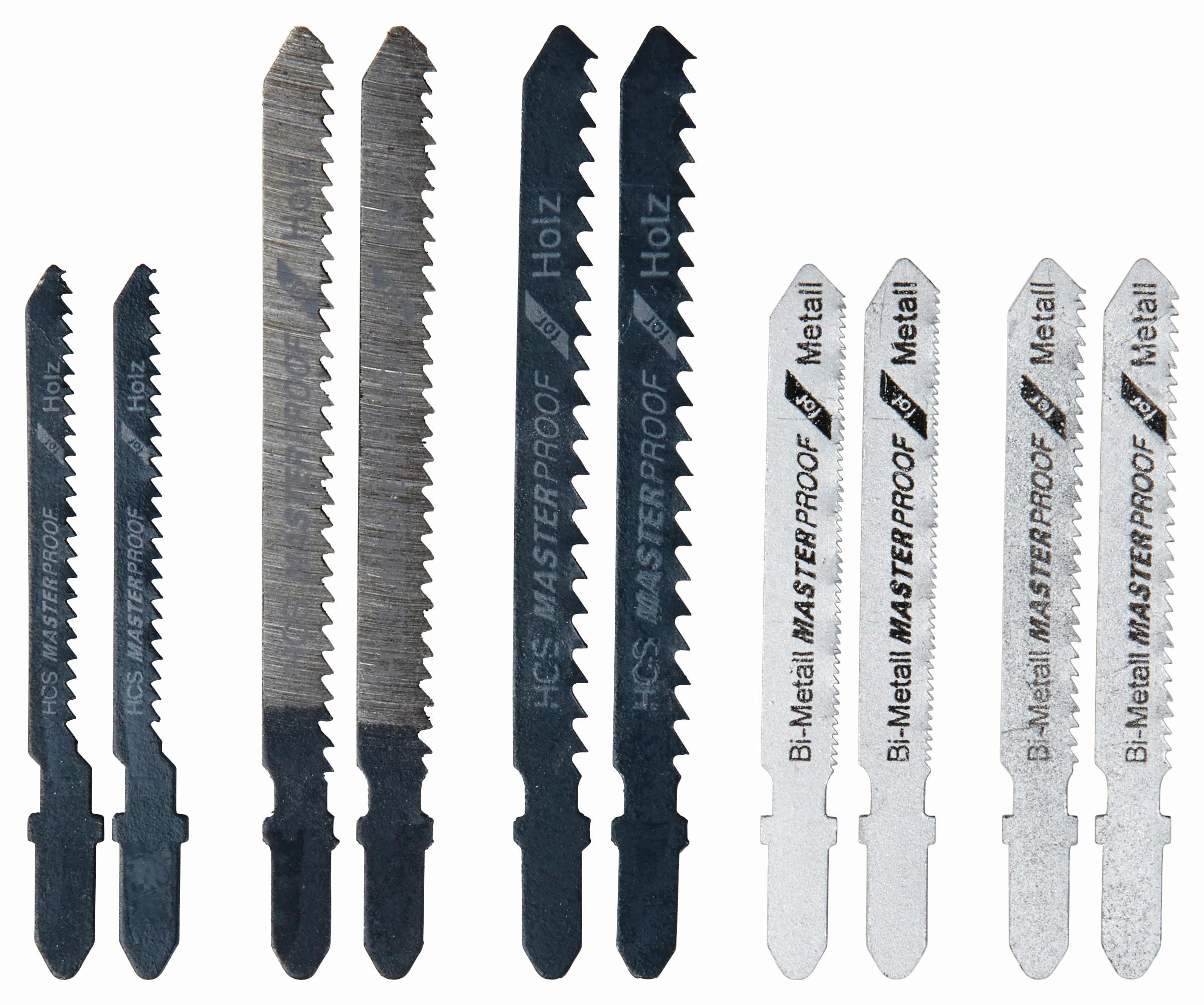 Stichsägeblätter 10-Tlg. Aus Stahl für Bosch, AEG, Metabo - Silberfarben/Schwarz, KONVENTIONELL, Metall