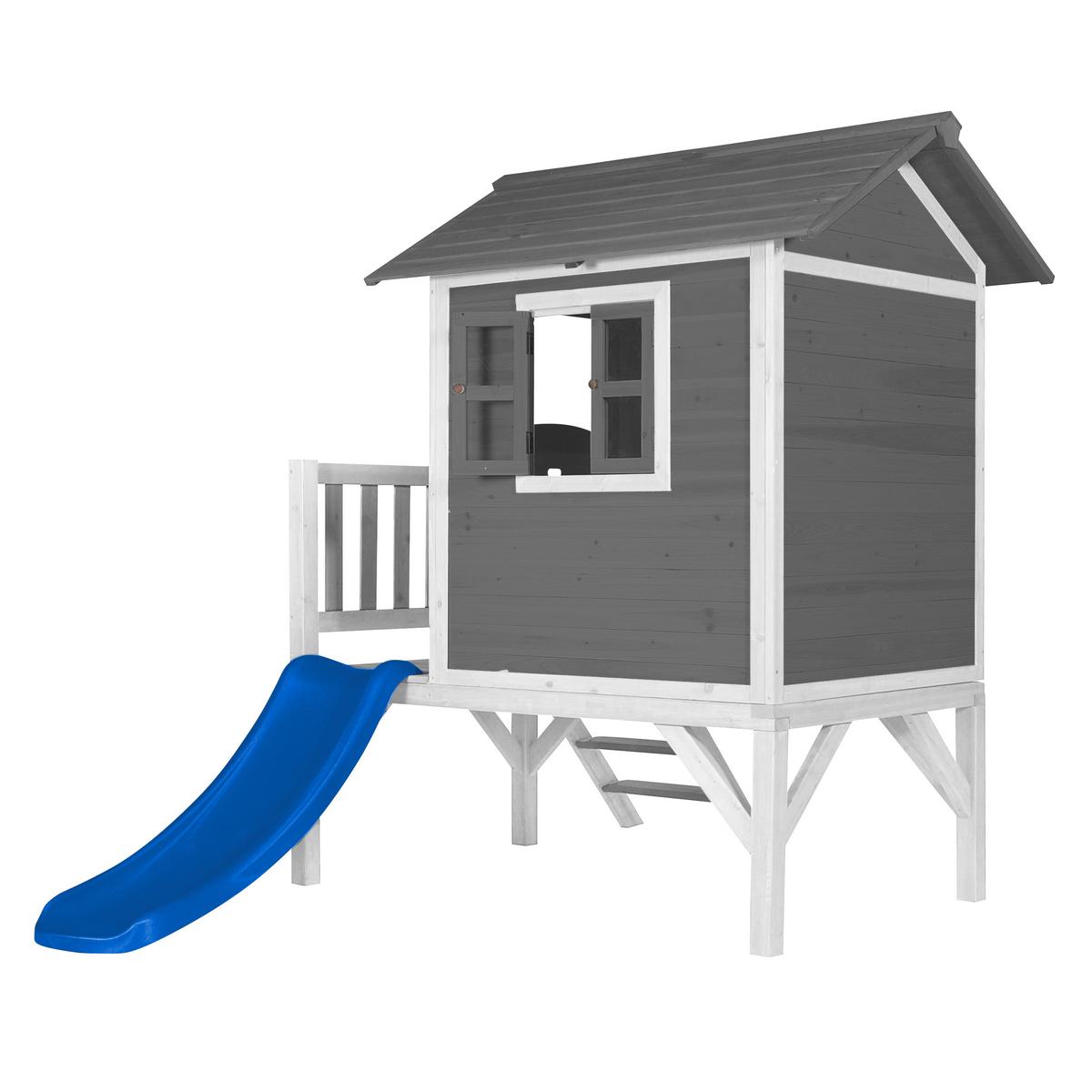 Spielhaus Grau/weiß/blau L: 167 B:240 H:189 - Blau/Weiß, LIFESTYLE, Holz/Kunststoff (167/240/189cm)
