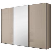 Tolóajtós Szekrény Lumos 249/222cm - homokszínű/átlátszó, Trend, faalapú anyag/üveg (249/222/64cm) - Luca Bessoni