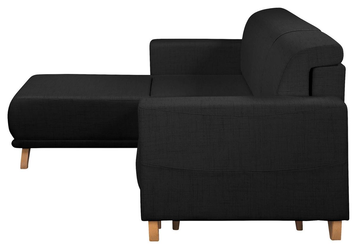 Ecksofa Bella Schwarz S: 257x174 cm - Wengefarben/Schwarz, Design, Textil (257/174cm) - Livetastic
