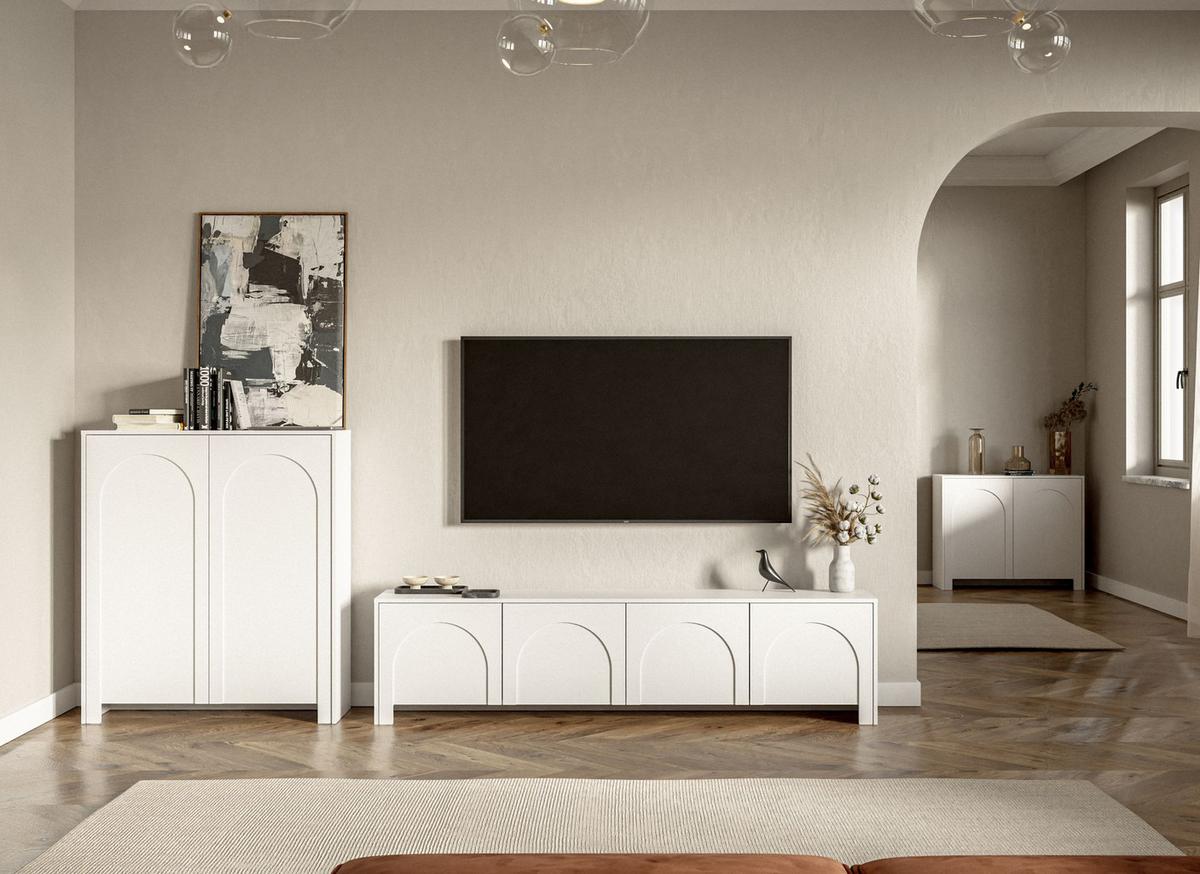 Bílá komoda, bezúchytkové otevíraní, š: 150cm - bílá, Design, kompozitní dřevo (150/49/35cm)