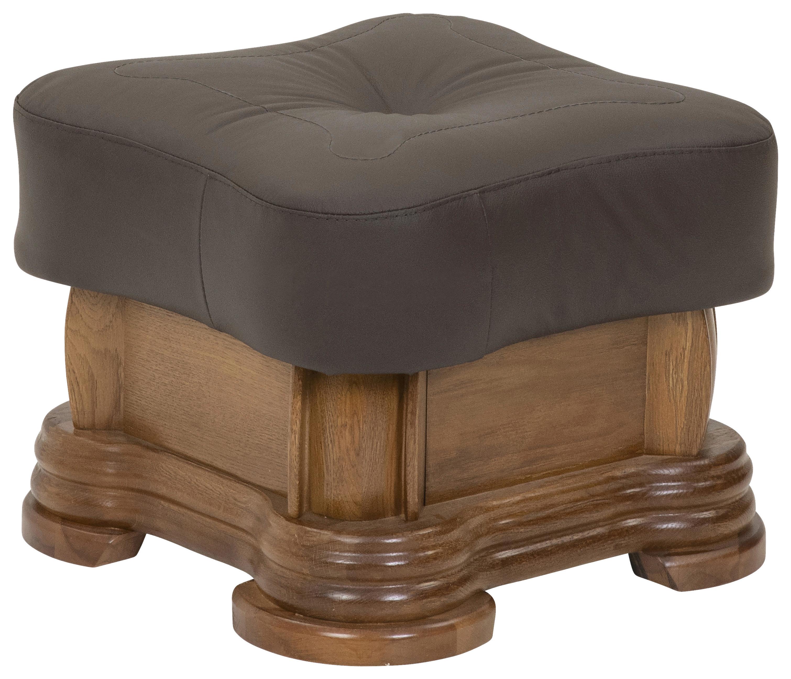 Hocker Arkansas Echtleder Braun - Braun, KONVENTIONELL, Leder/Holz (50/40/50cm) - Max Winzer