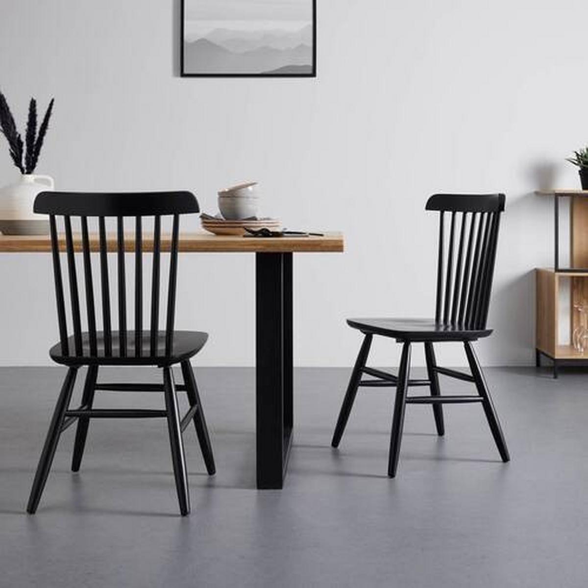 Sada židlí z masivu PEDRO černá 2ks - černá, Moderní, dřevo (48/89/52cm) - Bessagi Home