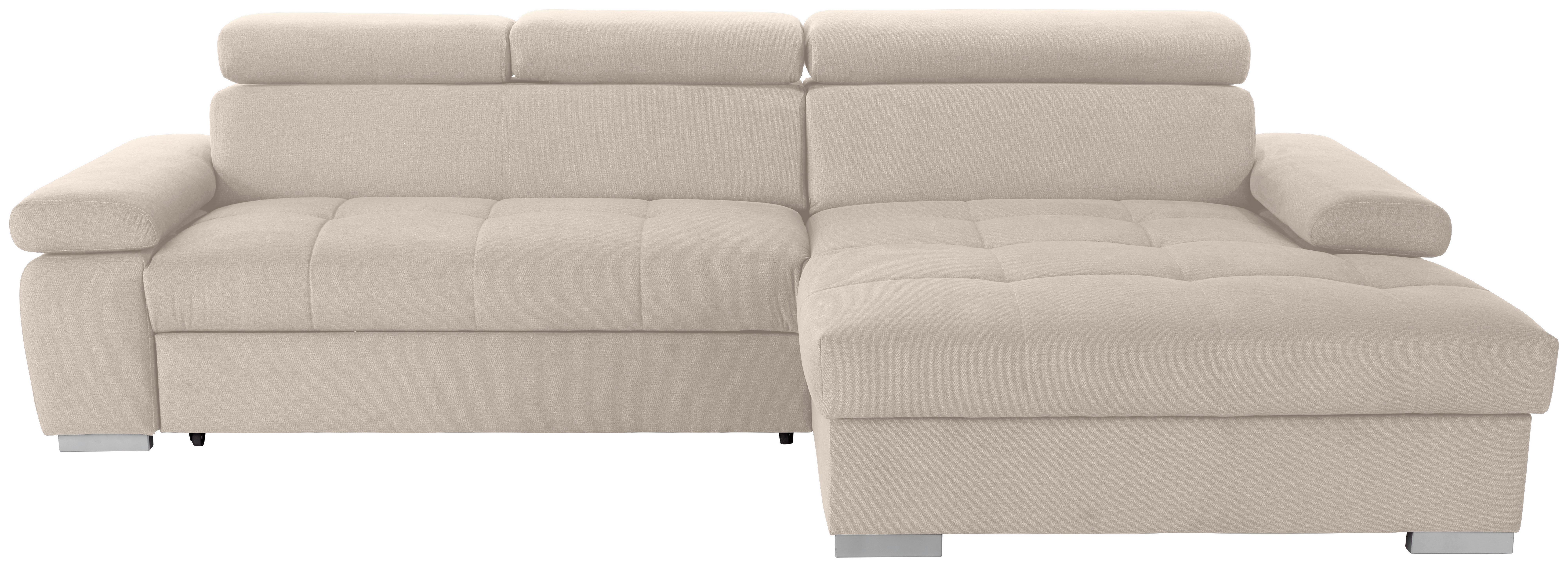 Ecksofa mit Bettkasten Perry Beige 292x183 cm - Beige/Silberfarben, Design, Textil (292/183cm) - Livetastic