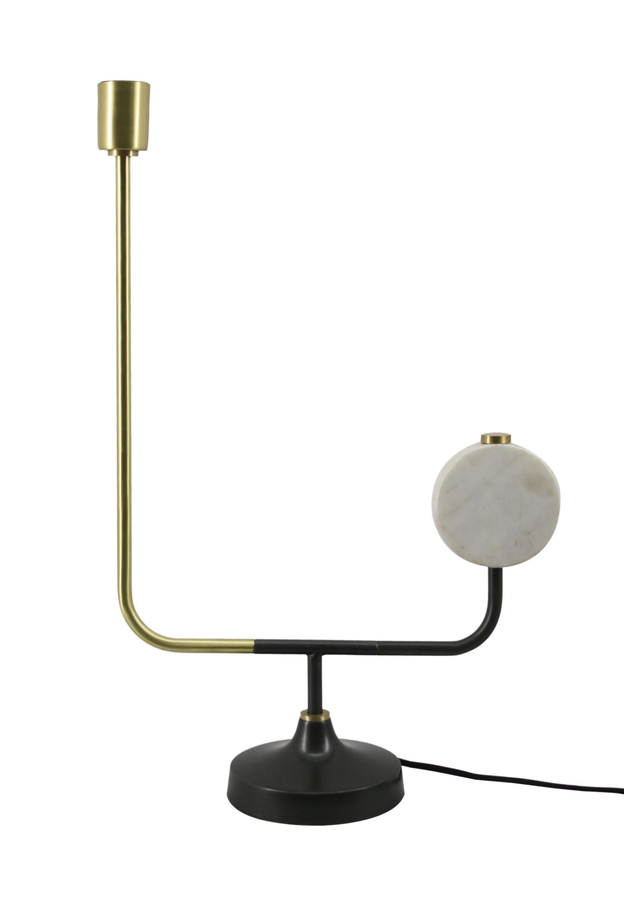 Tischleuchte Carlissa 287 Weiß - Goldfarben/Schwarz, Trend, Metall (58/15/38cm) - Kayoom