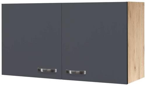 Küchenoberschrank Shadow 100cm Grau/Eiche Dekor 2 Drehtüren