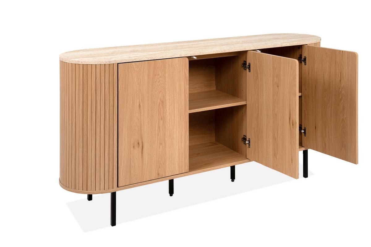 Sideboard Fabia Eichefarben B: 160cm - Eichefarben/Schwarz, Design, Holzwerkstoff (160/80/40cm) - MID.YOU