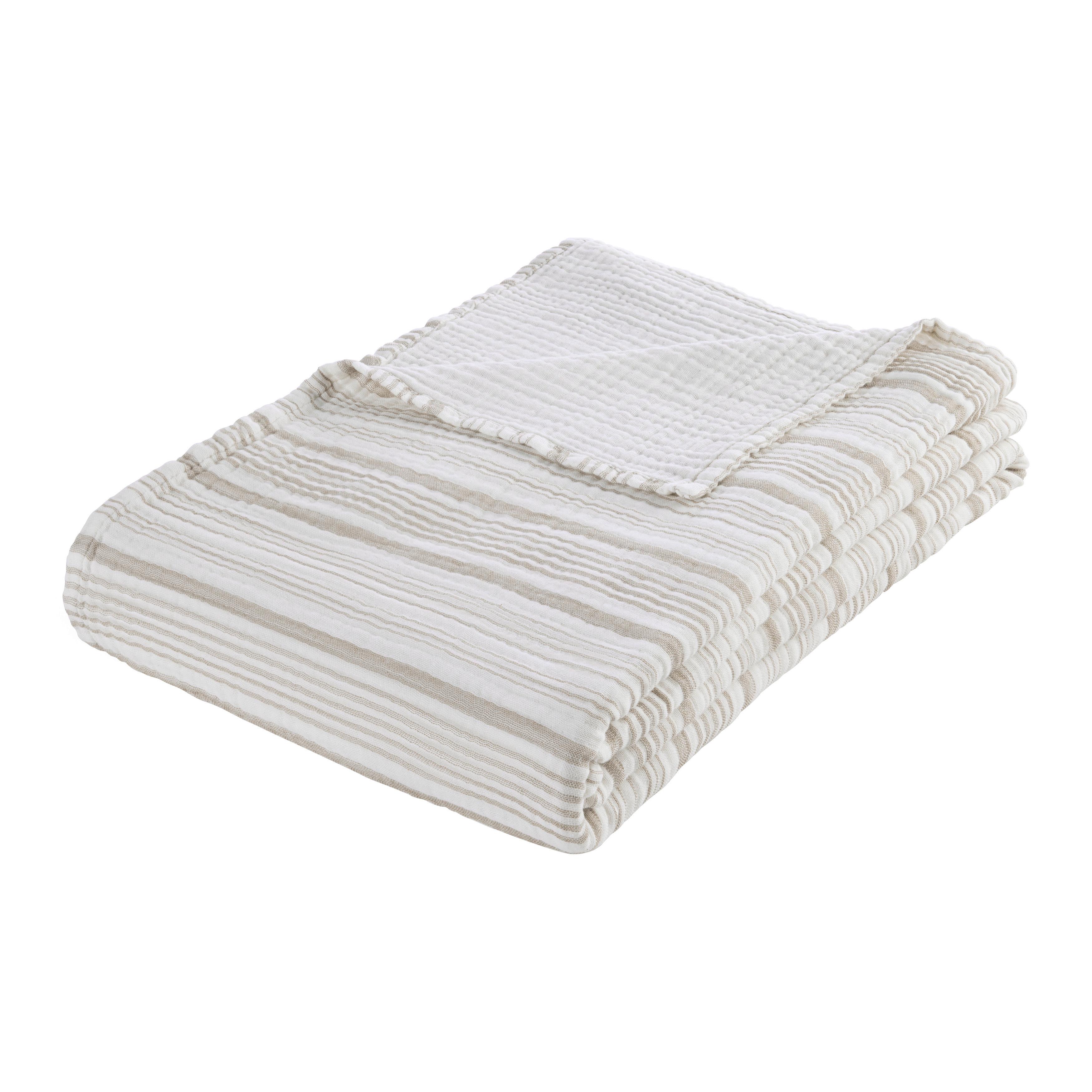 PŘEHOZ NA POSTEL MARION - bílá/béžová, Moderní, textil (127/183cm) - Mömax