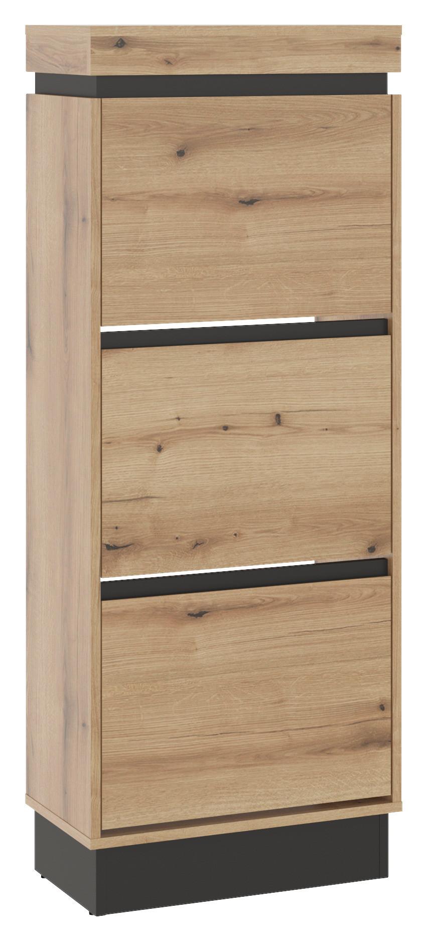 Schuhschrank Corte Grau/eiche Dekor B: 53,8 Cm - Trend, Holzwerkstoff (53,8/137,3/28,5cm)