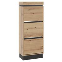Schuhschrank Corte Grau/eiche Dekor B: 53,8 Cm - Trend, Holzwerkstoff (53,8/137,3/28,5cm)