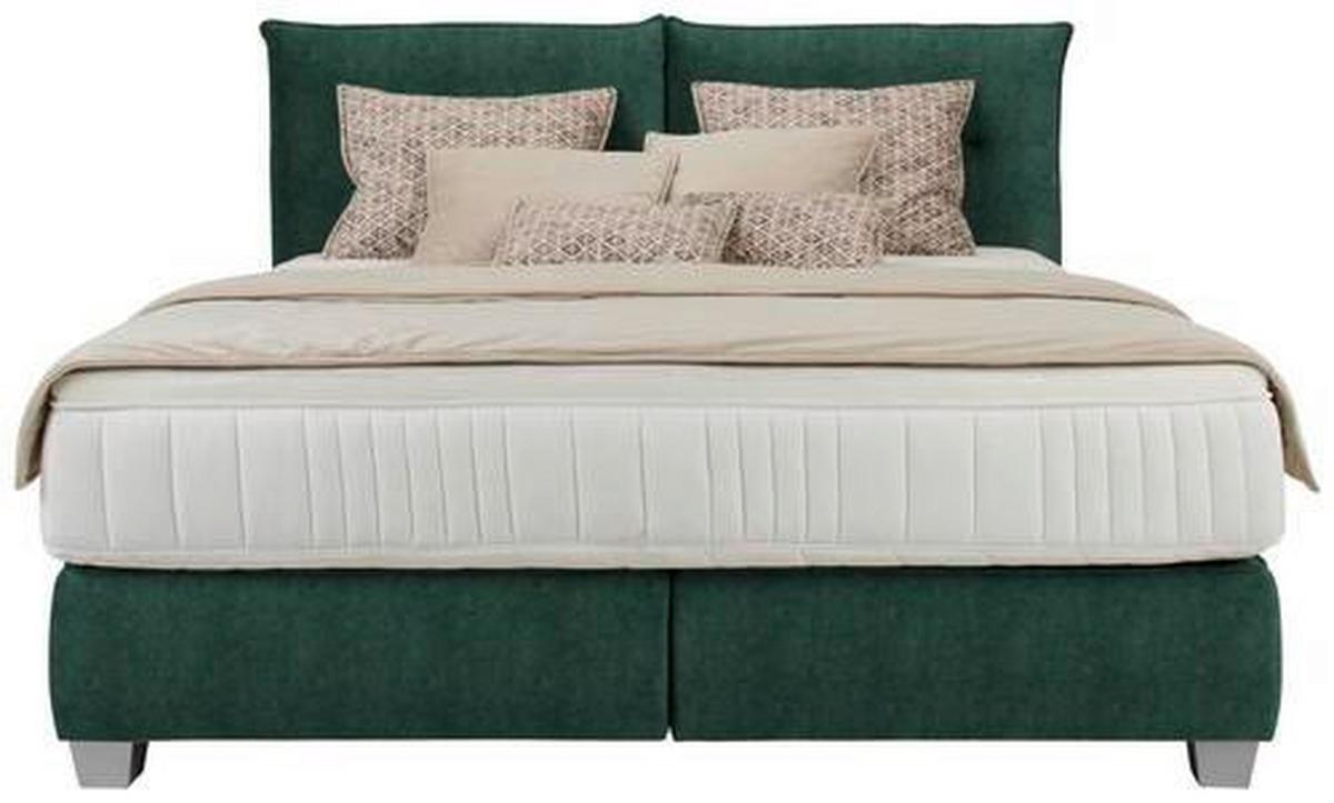 Postel boxspring Fog 180x200cm,zelená - barvy stříbra/zelená, Lifestyle, dřevo/textil (180/200cm) - Premium Living