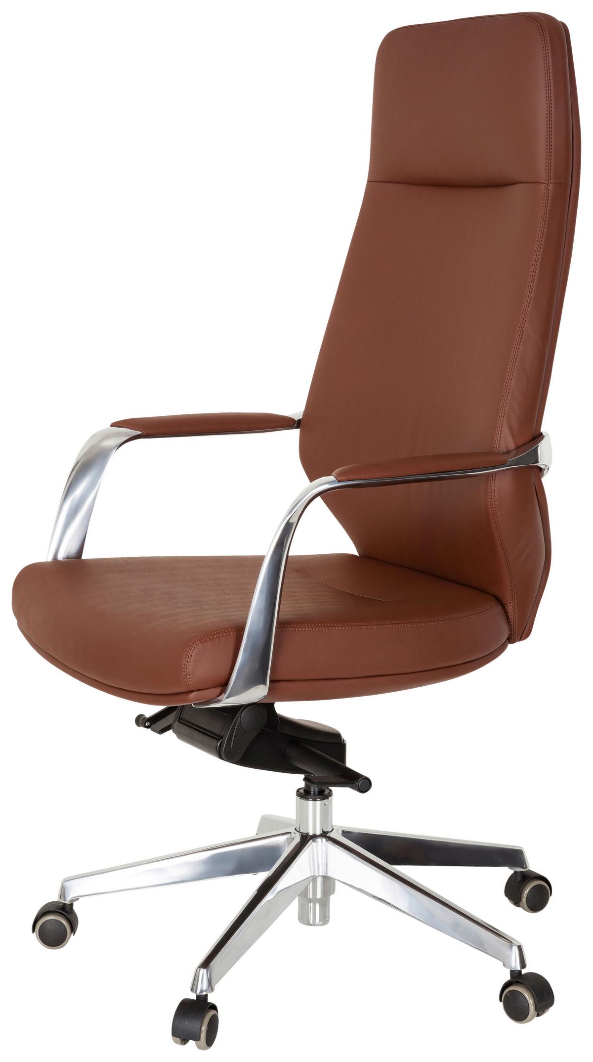 Chefsessel Velvet Braun Bis 120 Kg - Silberfarben/Braun, Basics, Kunststoff/Textil (63/133/65cm) - MID.YOU