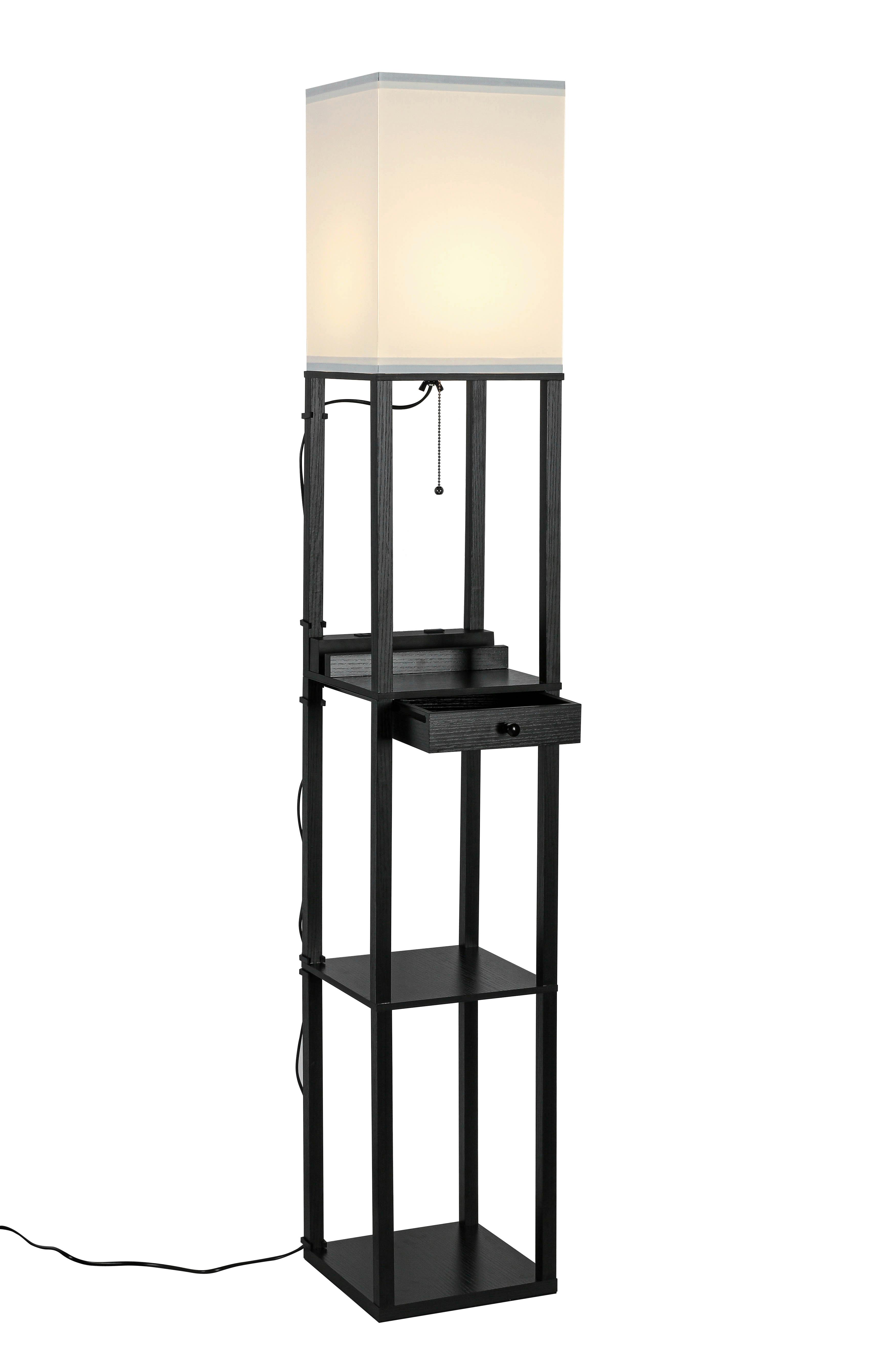 STOJACÍ LAMPA SVEN - bílá/černá, Basics, kov/kompozitní dřevo (26/160/26cm)