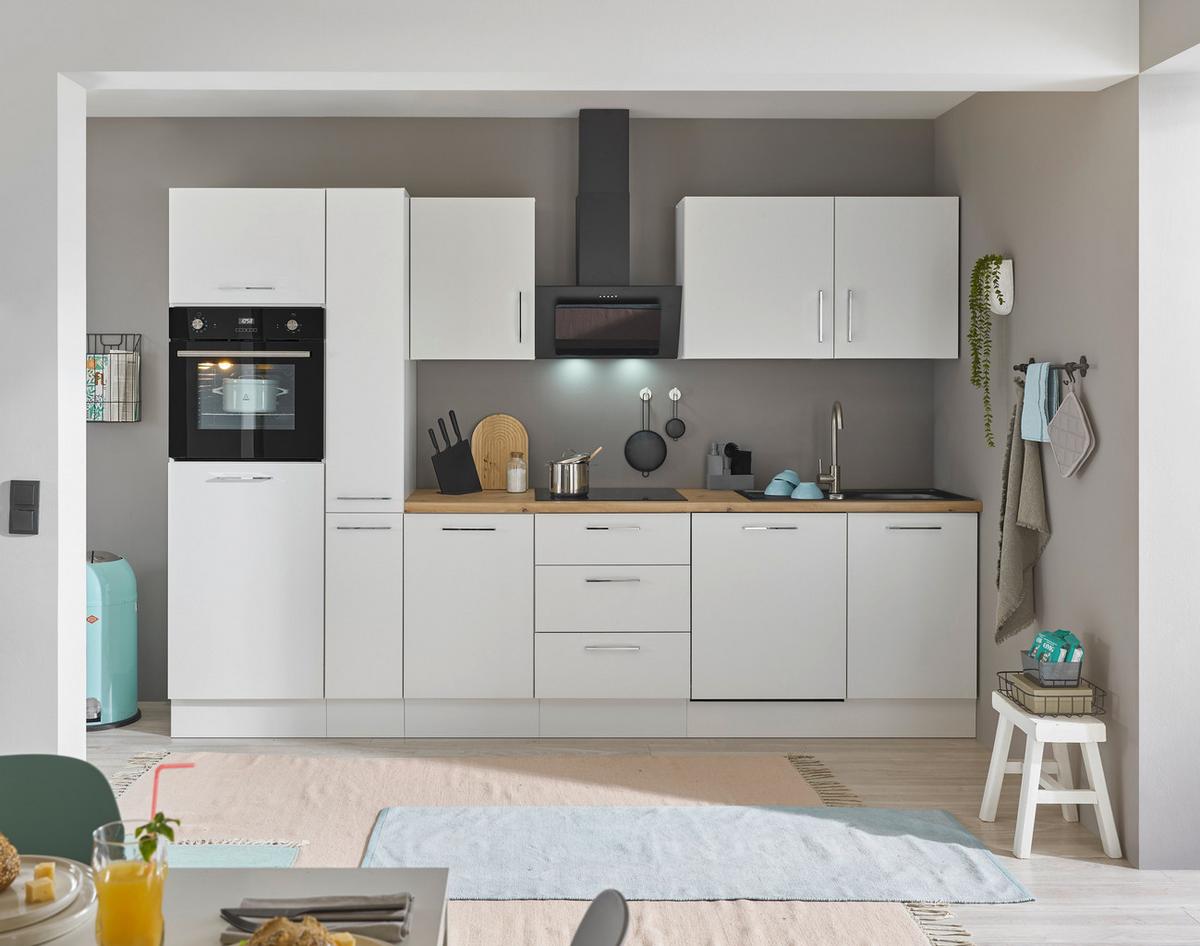 Küchenblock Turin Weiß/Eiche Dekor B: 310 cm - Weiß/Eiche Artisan, Basics, Holzwerkstoff (310cm) - MID.YOU