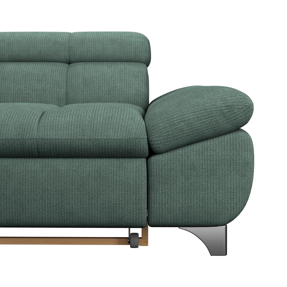 Ecksofa Gemini Grün, B: 234cm - Chromfarben/Dunkelgrün, KONVENTIONELL, Textil (234/312cm)