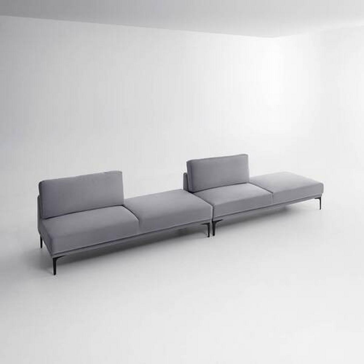 Lenoška TESSA šedá - šedá/černá, Moderní, kov/textil (180,5/82,5/88,5cm) - Bessagi Home
