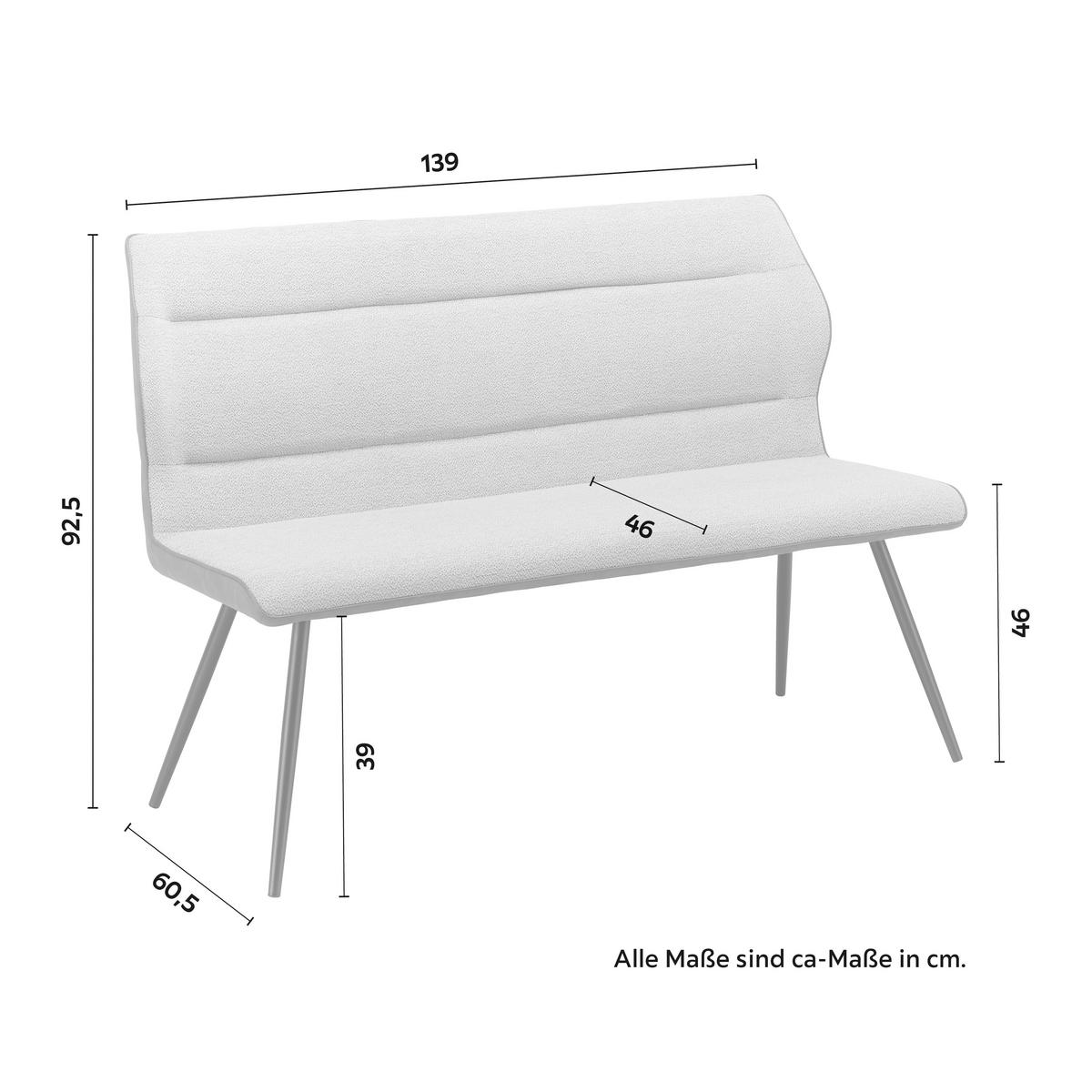 Sedací lavice Eva šedá - šedá/černá, Moderní, kov/dřevo (139/92,5/60,5cm) - Bessagi Home