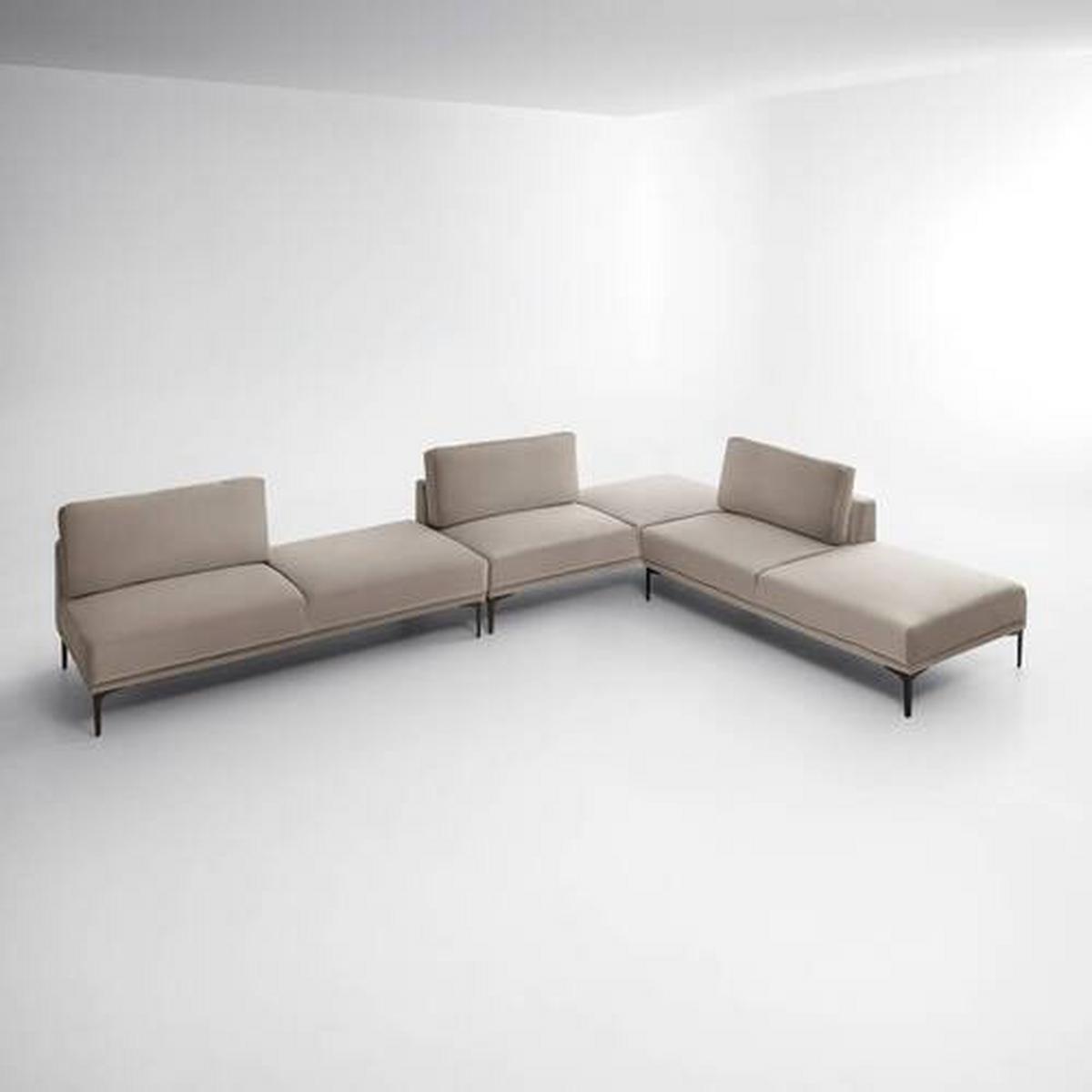 Lenoška TESSA béžová - černá/béžová, Moderní, kov/textil (180,5/82,5/88,5cm) - Bessagi Home