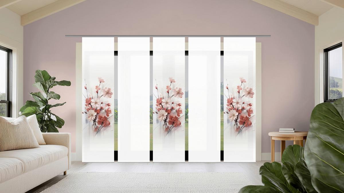 Flächenvorhang Lotus 5er Set - Altrosa/Weiß, Natur, Textil (60/245cm)