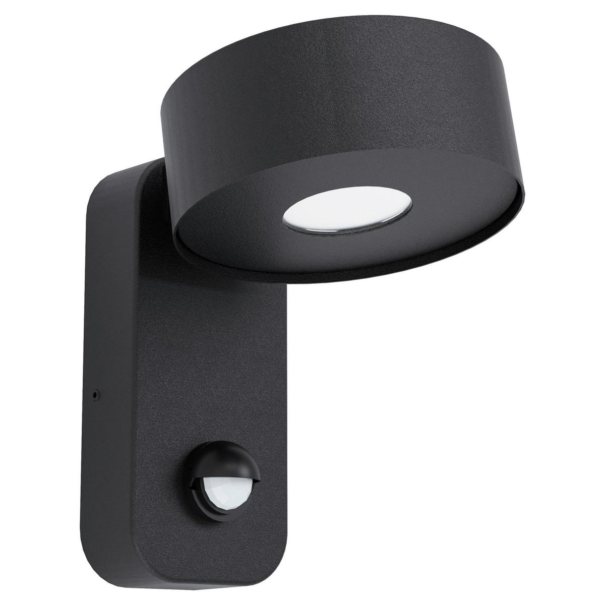 LED-Wandleuchte Palosco inkl. Sensor Schwarz - Transparent/Schwarz, Design, Kunststoff/Metall (17/11,5/15,5cm) - Eglo