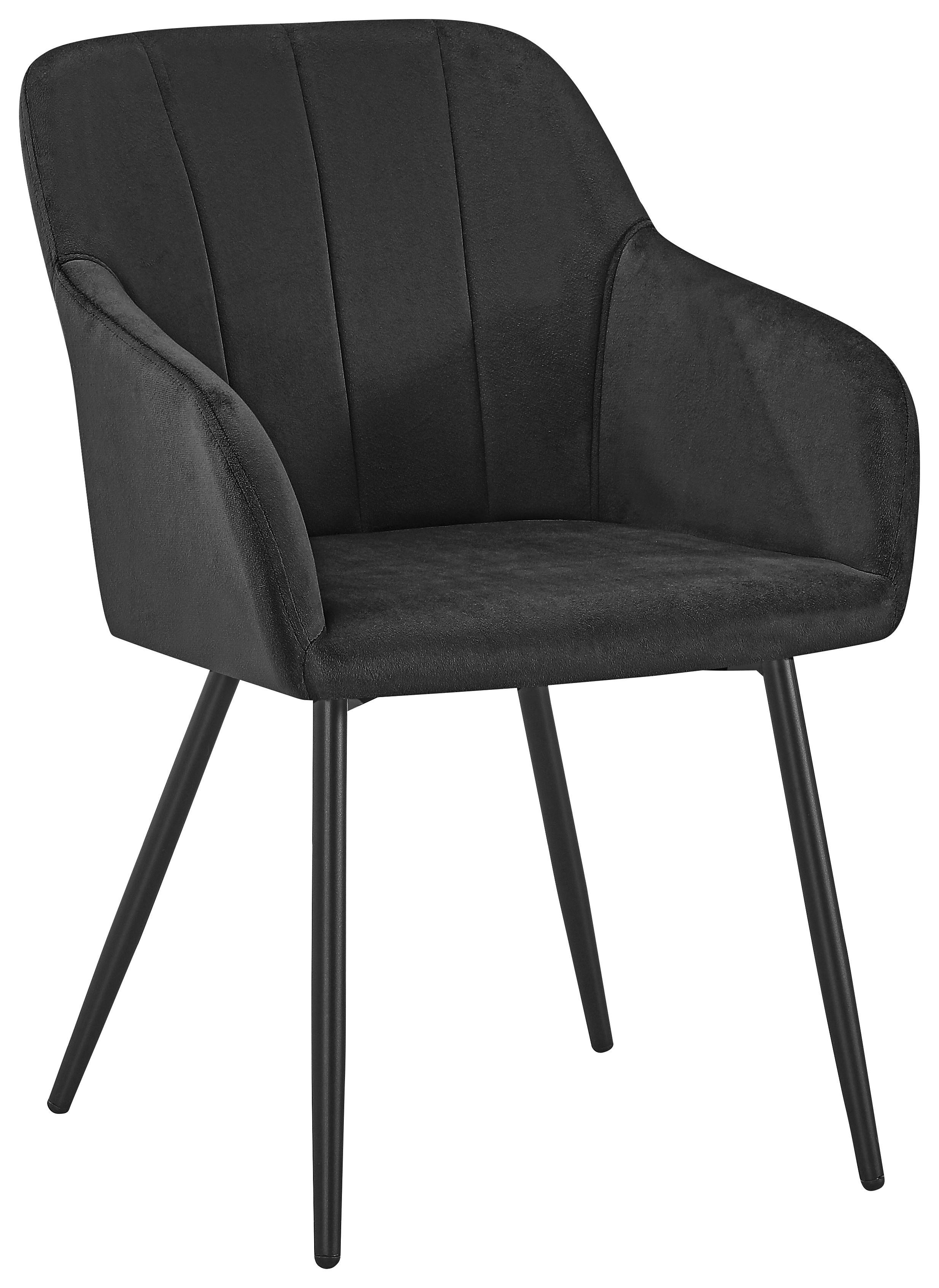 Armlehnstuhl Jenke Samt Schwarz, B: 56 Cm - Schwarz, KONVENTIONELL, Textil/Metall (56/82/62cm) - Nedis SmartLife