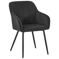Armlehnstuhl Jenke Samt schwar gepolstert - Schwarz, KONVENTIONELL, Textil/Metall (56/82/62cm) - Nedis SmartLife