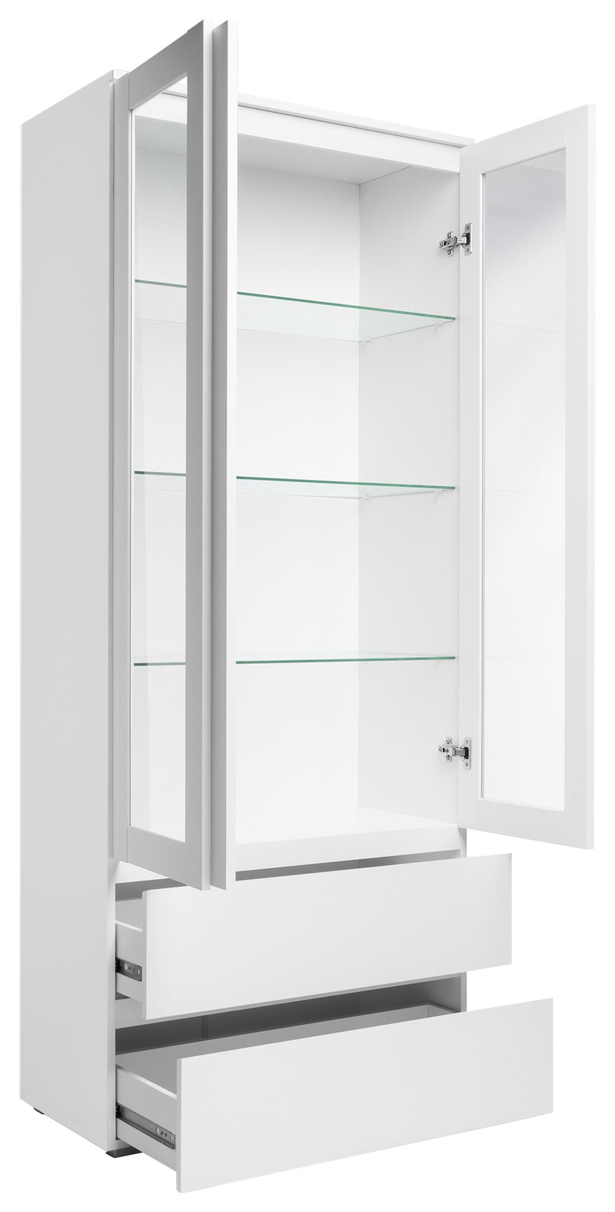 Vitrine Image B: 80 cm Weiß - Silberfarben/Weiß, KONVENTIONELL, Glas/Holzwerkstoff (80/191/40cm) - MID.YOU
