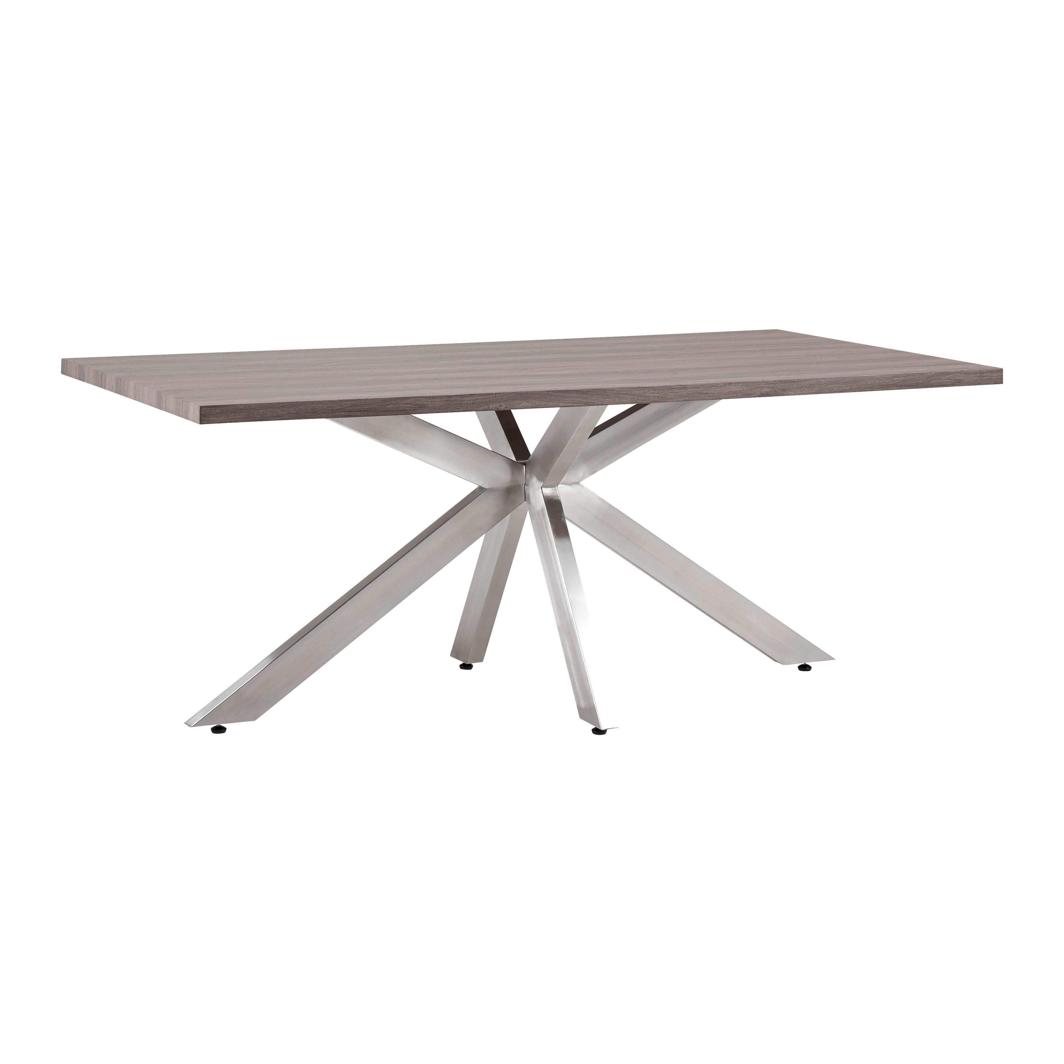 Jídelní stůl ILIAS 180x90 cm - barvy stříbra/barvy vlašských ořechů, Moderní, kov/dřevo (180/90/76cm) - Bessagi Home