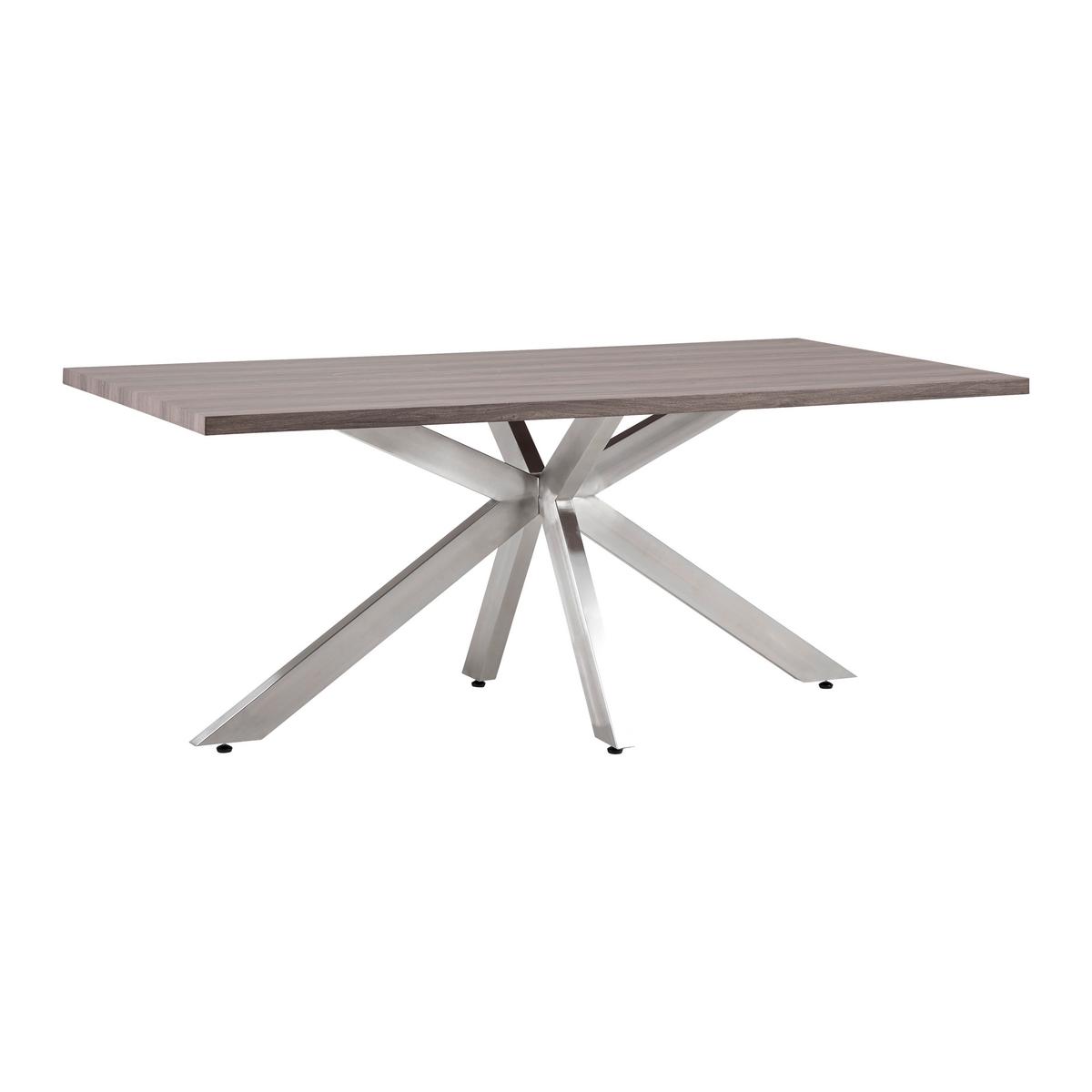 Jídelní stůl ILIAS 180x90 cm - barvy stříbra/barvy vlašských ořechů, Moderní, kov/dřevo (180/90/76cm) - Bessagi Home