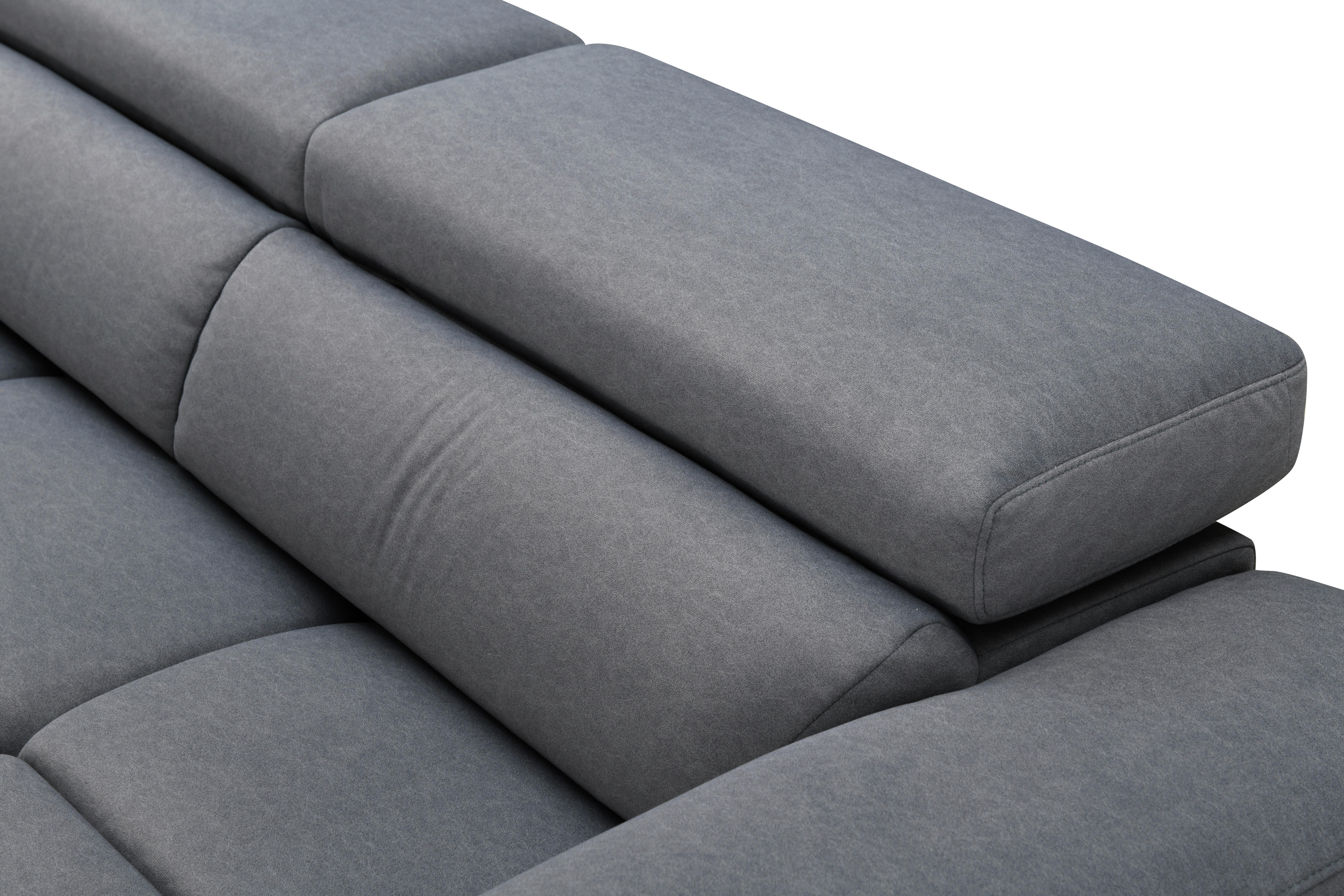 Ecksofa mit Relaxfunktion Captain - Silberfarben/Grau, MODERN, Holz/Textil (182/294cm) - Livetastic