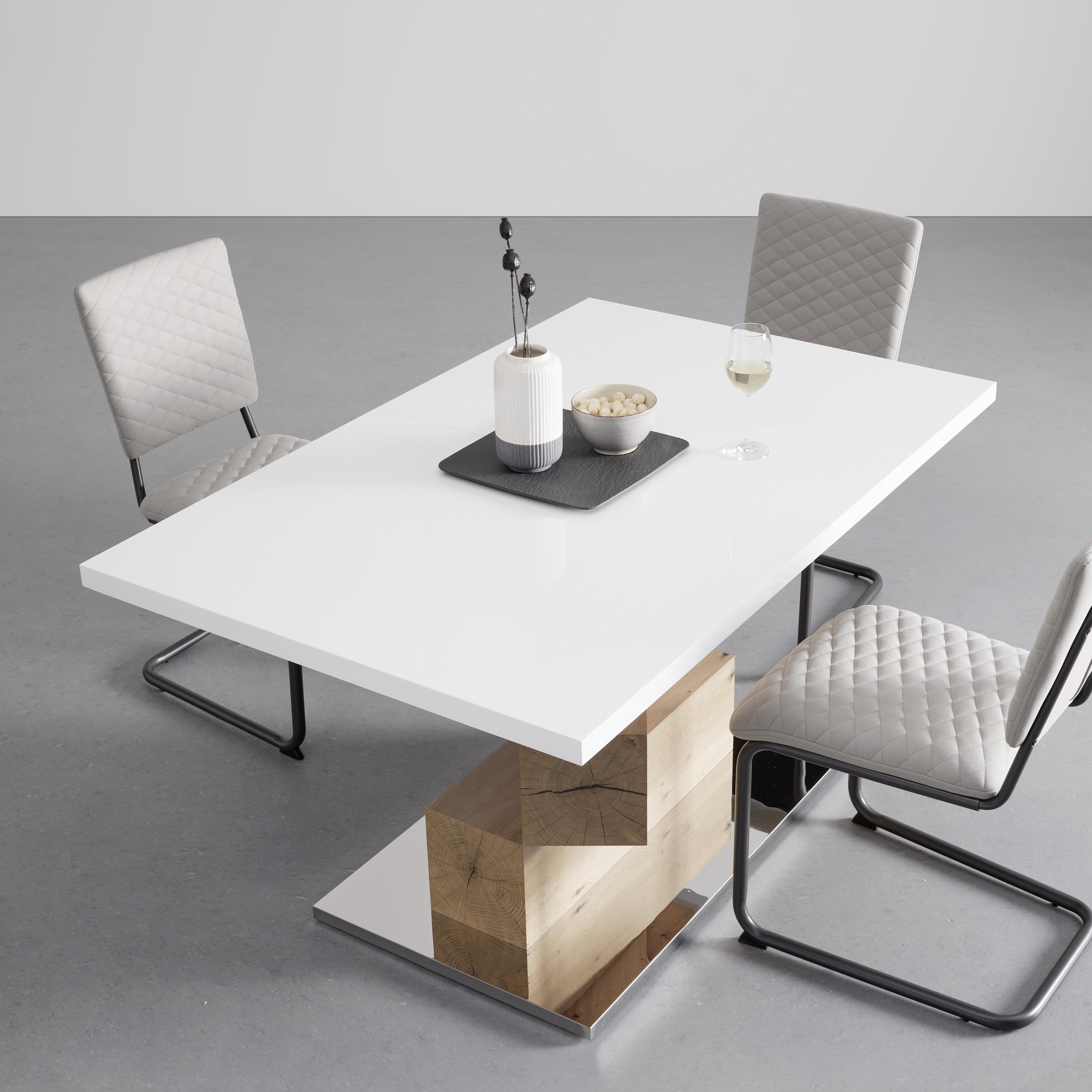 Jídelní Stůl Andy 140-180x90 Cm - barvy dubu/barvy nerez oceli, Moderní, kov (140-180/76/90cm) - P & B