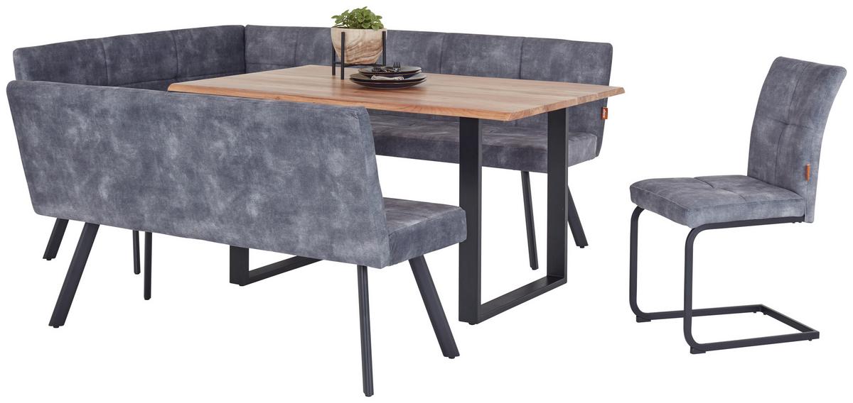 Eckbank Grau / Schwarz Milos 150x190 cm - Schwarz/Grau, MODERN, Textil/Metall (150/190cm)