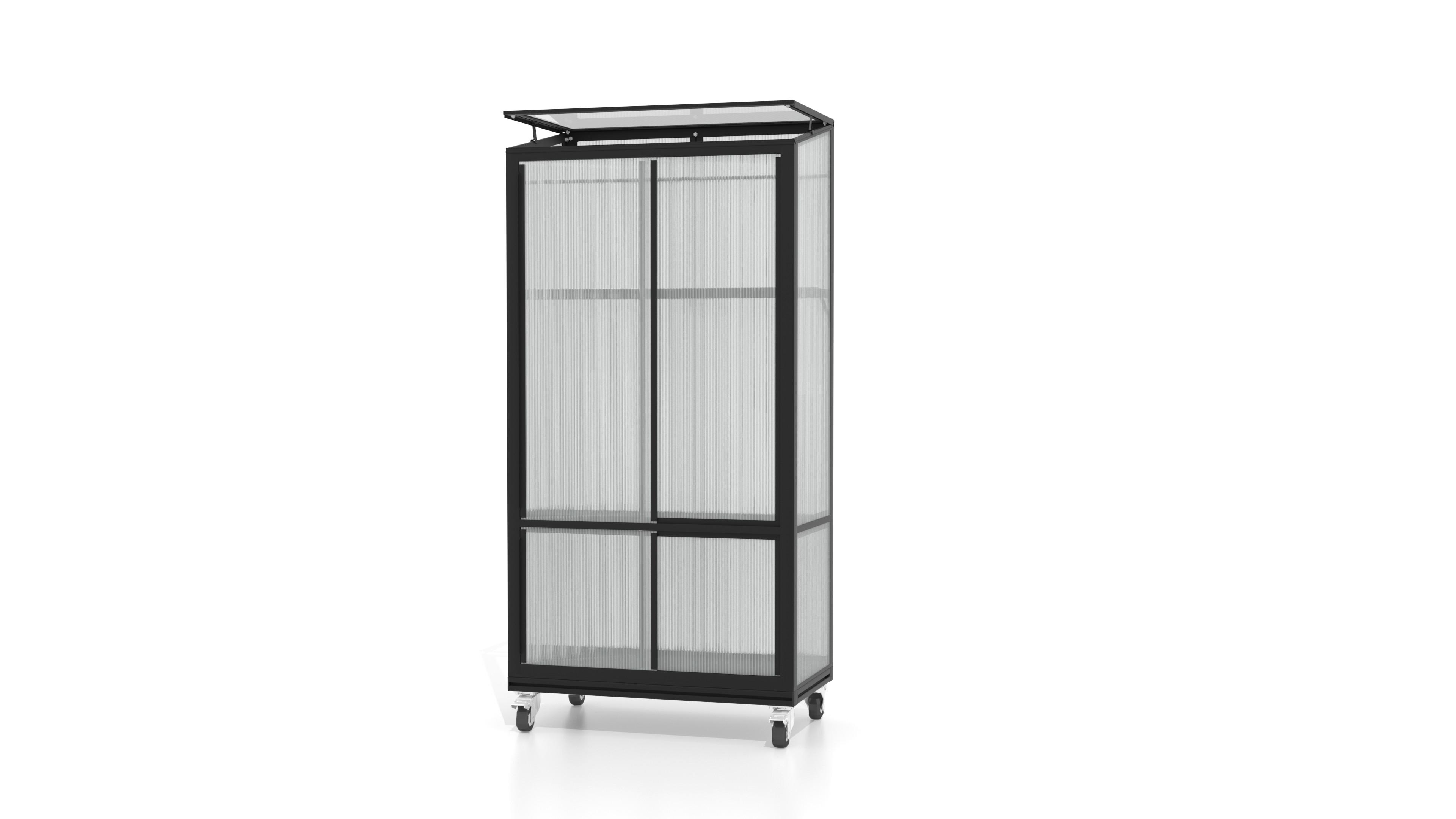 Balkon-Gewächshaus Polis Schwarz Metall H: 166 cm - Schwarz, Basics, Kunststoff/Metall (81/166cm)