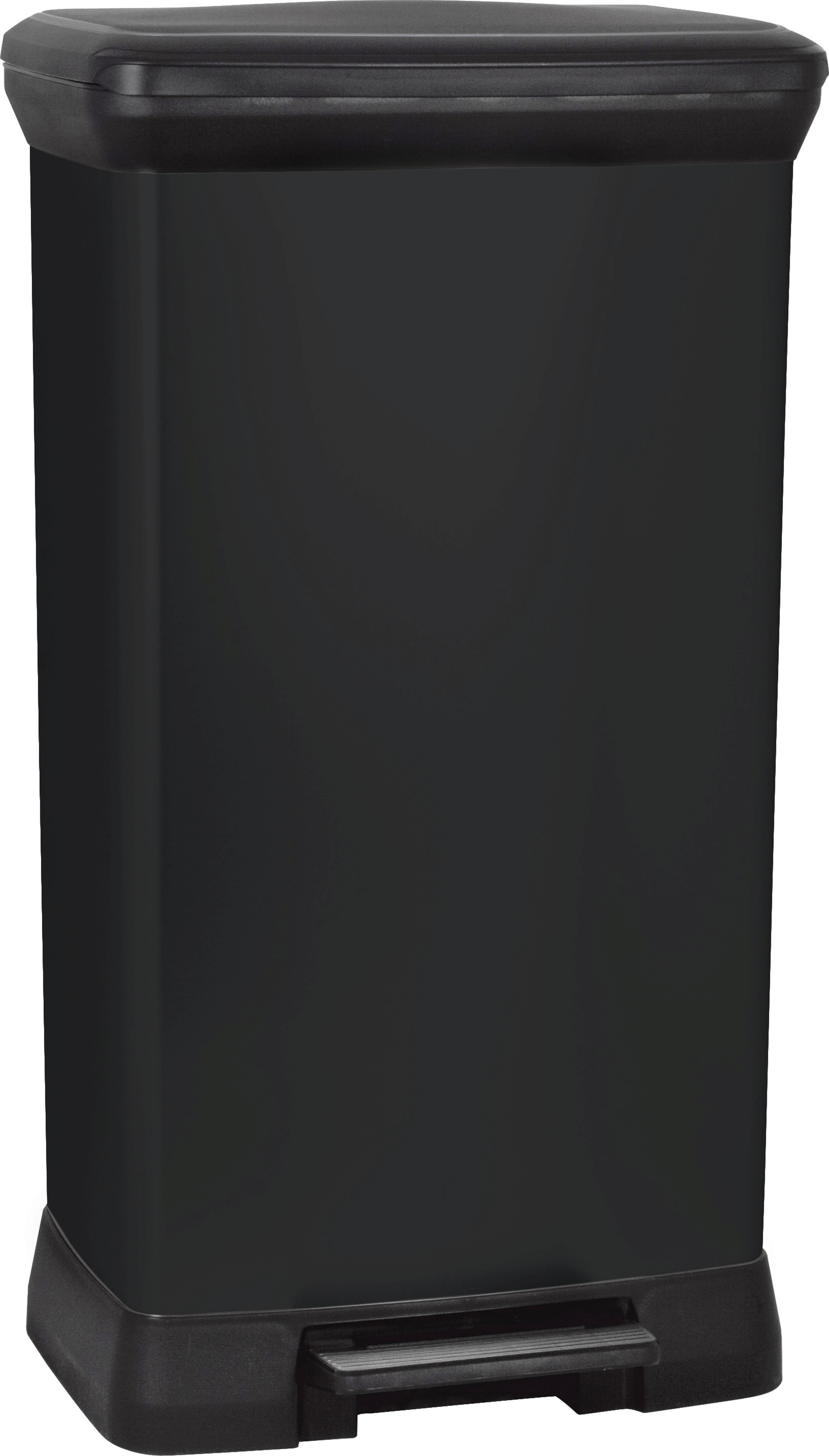 Mülleimer Deco mit Deckel 50 L Kunststoff Schwarz - Schwarz, Basics, Kunststoff (36,0/81,1/44,0cm) - Keter