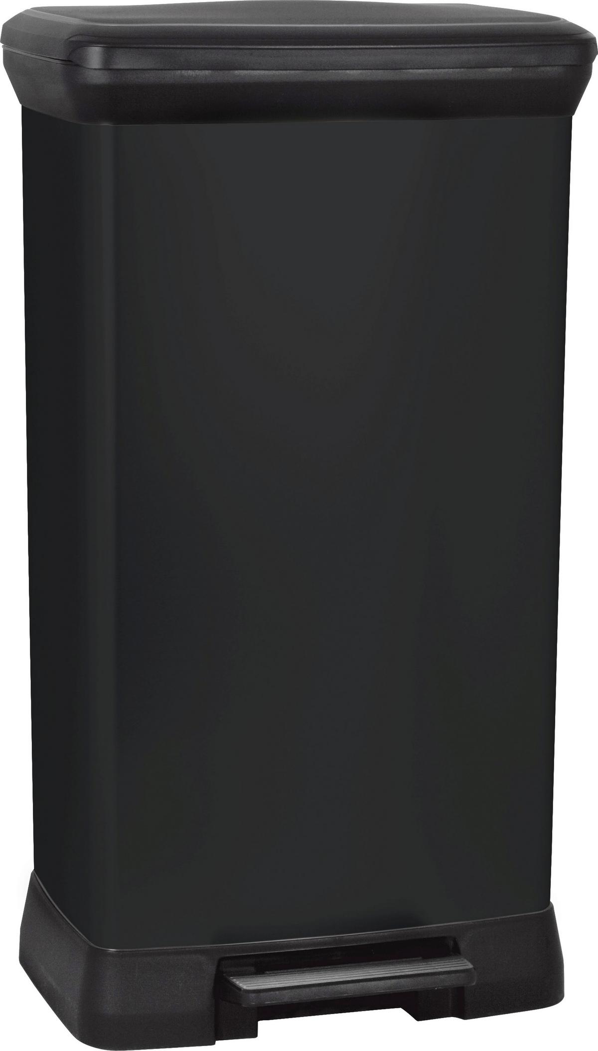 Mülleimer Deco Mit Deckel 50 L Kunststoff Schwarz - Schwarz, Basics, Kunststoff (36,0/81,1/44,0cm) - Keter
