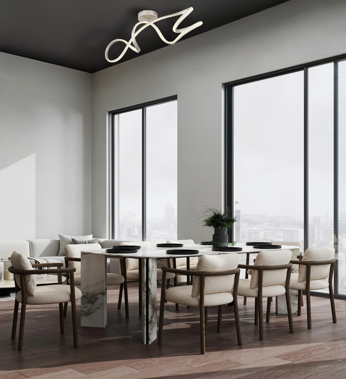 LED-DECKENLEUCHTE 67341DN SWIRL - Klar/Nickelfarben, Design, Kunststoff/Metall (90,8/28/33cm) - Globo