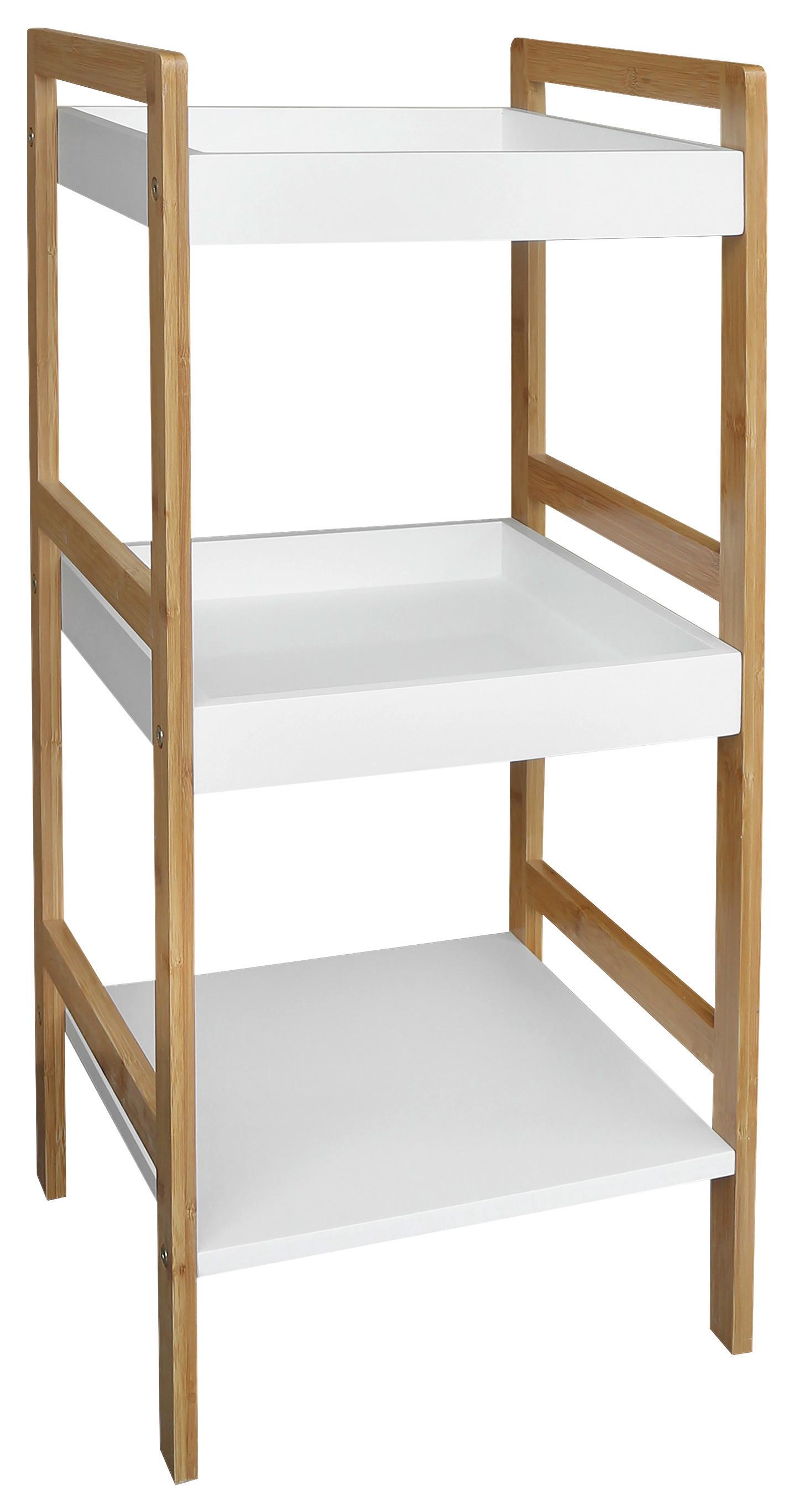 Regal Liane 1 B: 36 cm Bambus Massiv/Weiß - Naturfarben/Weiß, MODERN, Naturmaterialien/Holzwerkstoff (36/80/33cm)