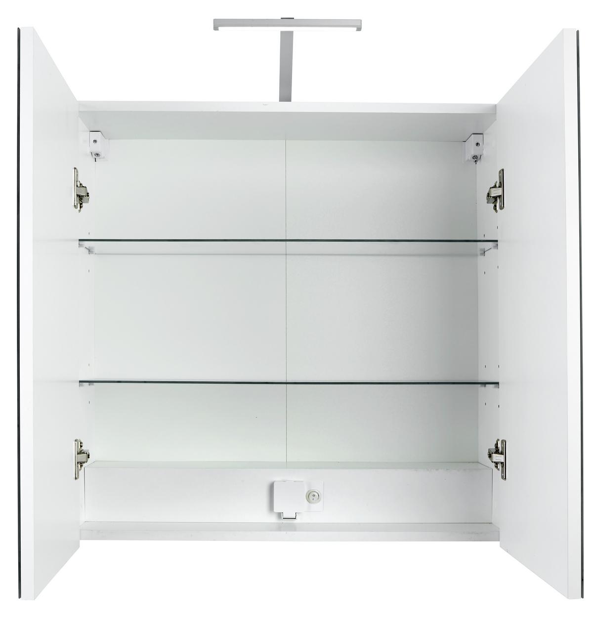 Spiegelschrank Pearl Mit Led 2-Türig BxHxT: 70x80,5x23 cm - Weiß, KONVENTIONELL, Glas/Holzwerkstoff (70/69/23cm)