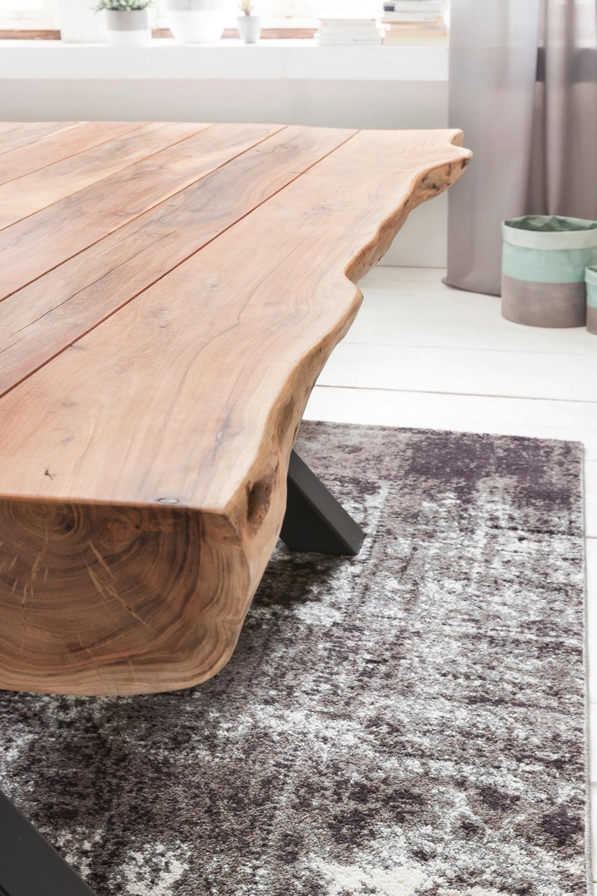 Esstisch Wl5.196 - Schwarz/Akaziefarben, Design, Holz/Metall (200/100/77cm) - MID.YOU