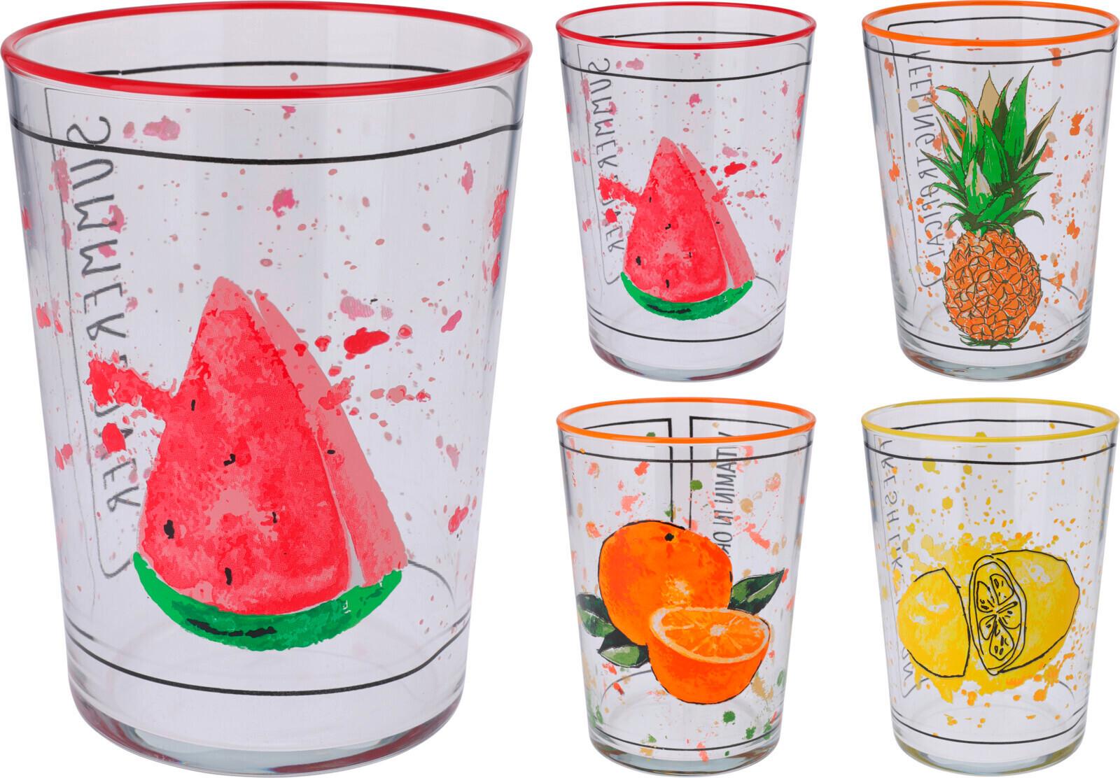 Sklenička DRINKING GLASS - vícebarevná, Basics, sklo (8.8/8.8/12cm)