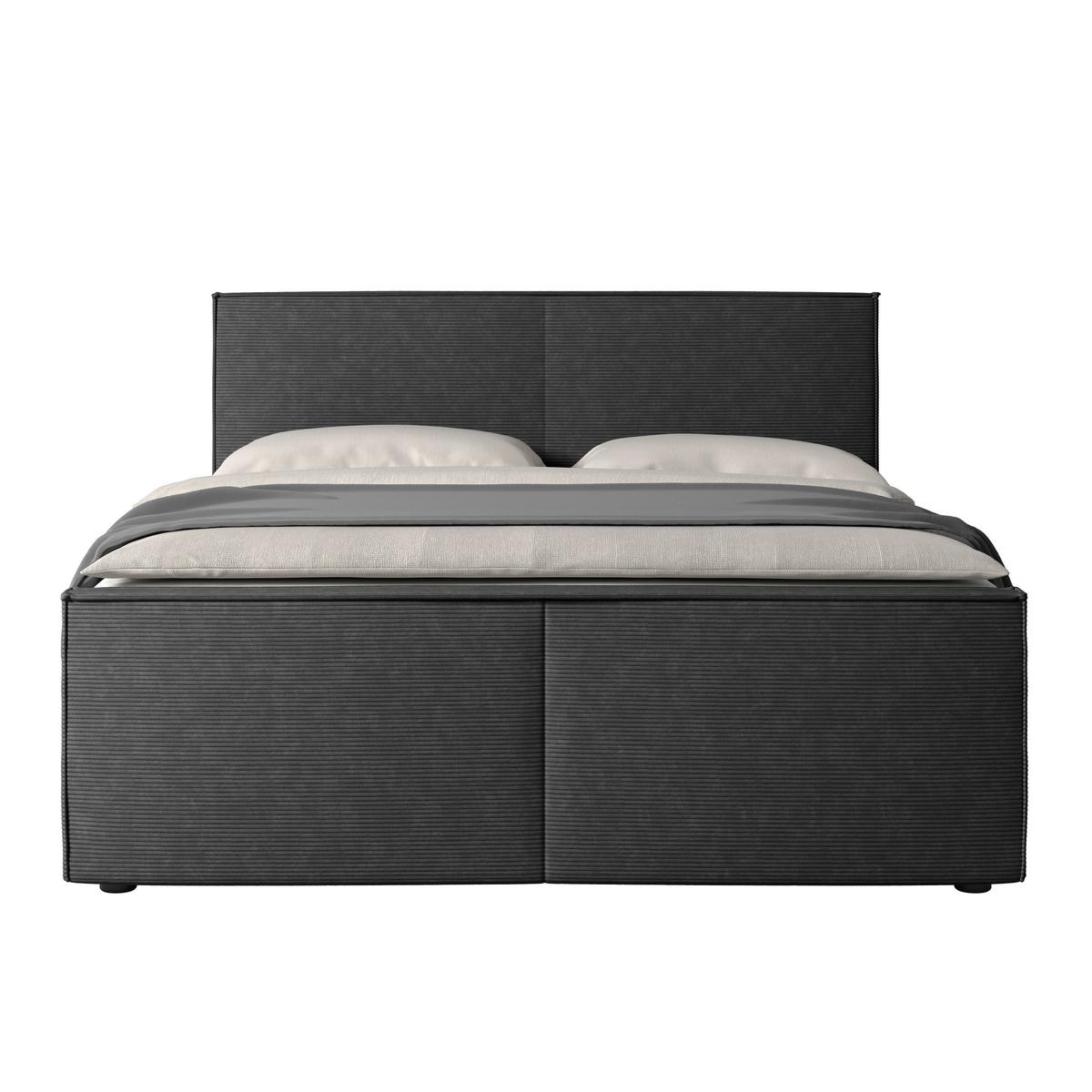 Boxspringbett Mit Bettkasten Algier 180x200 Cm Schwarz - Schwarz, MODERN, Karton/Holz (180/200cm) - MID.YOU