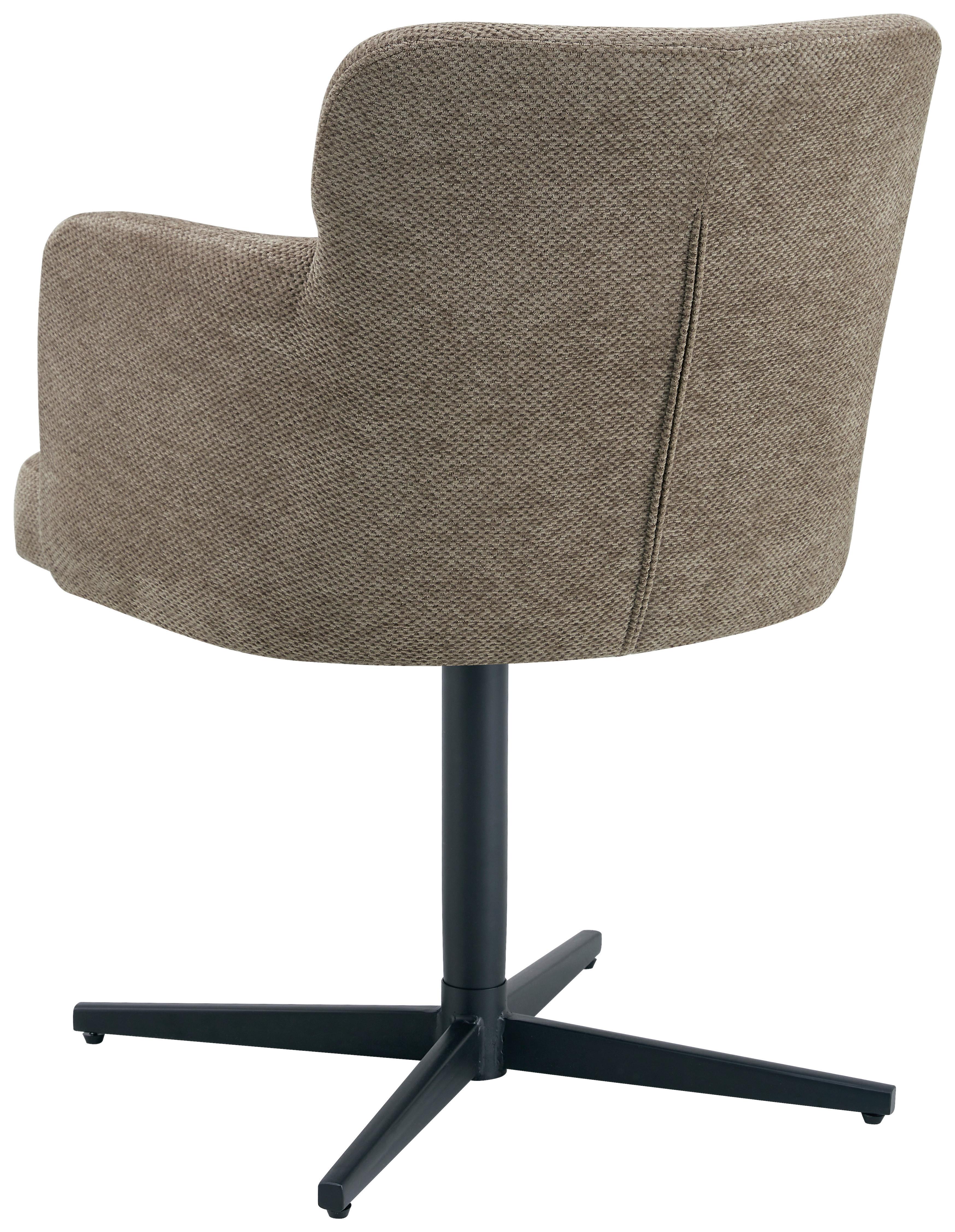 Armlehnstuhl Matteo Webstoff Braun, B: 58,5 Cm - Schwarz/Braun, KONVENTIONELL, Holz/Textil (58,5/85/63cm) - Livetastic