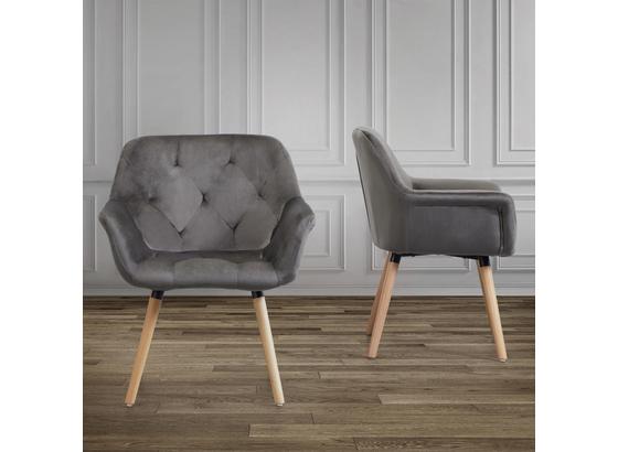Stolička S Područkami Elsa - sivá/farby buku, Moderný, kov/drevo (66/81,5/60,5cm) - Modern Living Stolička S Područkami Elsa - sivá/farby buku, Moderný, kov/drevo (66/81,5/60,5cm) - Modern Living