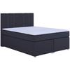 Boxspringbett Malta Mit Topper Grau, 140x200 Cm - Chromfarben/Schwarz, Basics, Holzwerkstoff/Textil (140/200cm) - P & B