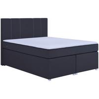 Boxspringbett Malta Mit Topper Grau, 140x200 Cm - Chromfarben/Schwarz, Basics, Holzwerkstoff/Textil (140/200cm) - P & B
