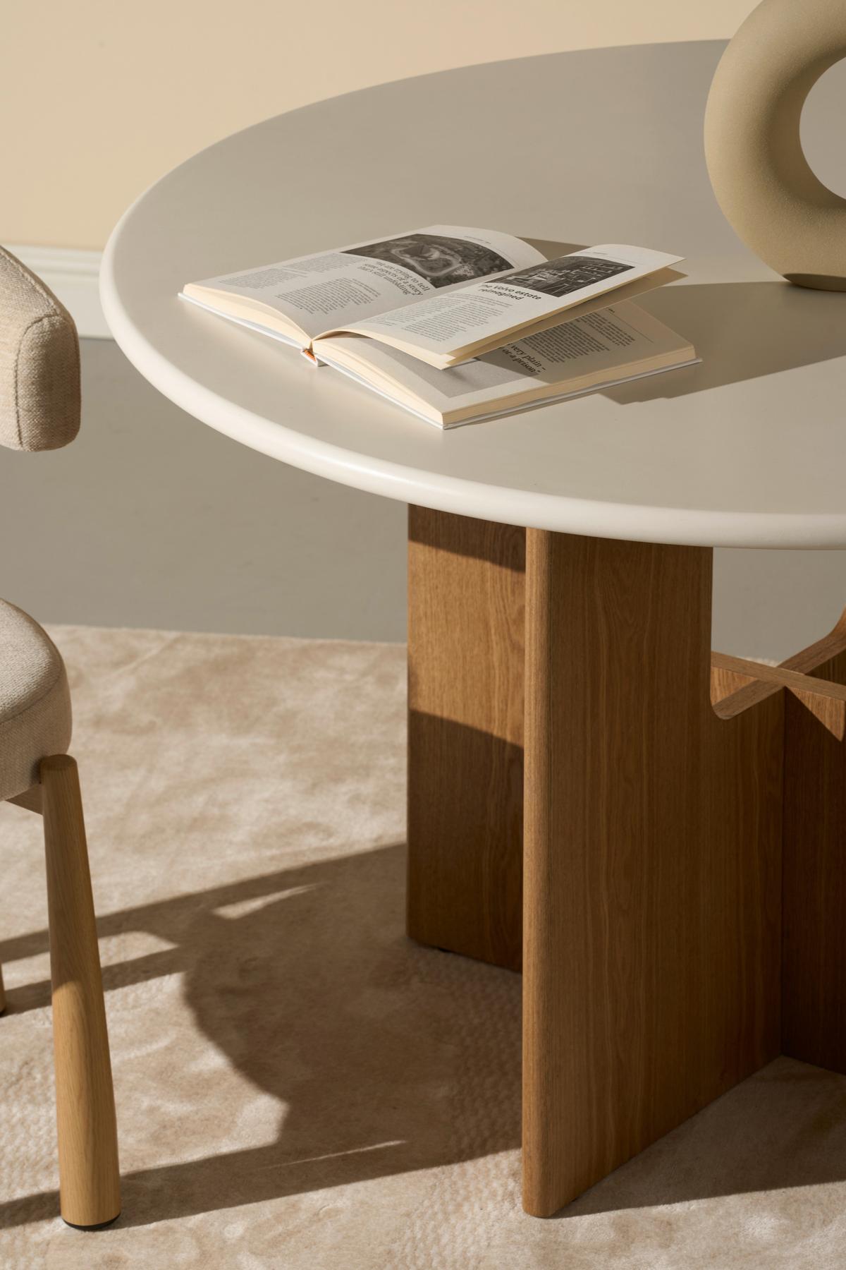 Esstisch Levi Weiß/Eichefarben D: 120 cm - Eichefarben/Weiß, MODERN, Holz/Wellpappe (120/120/75cm) - Livetastic