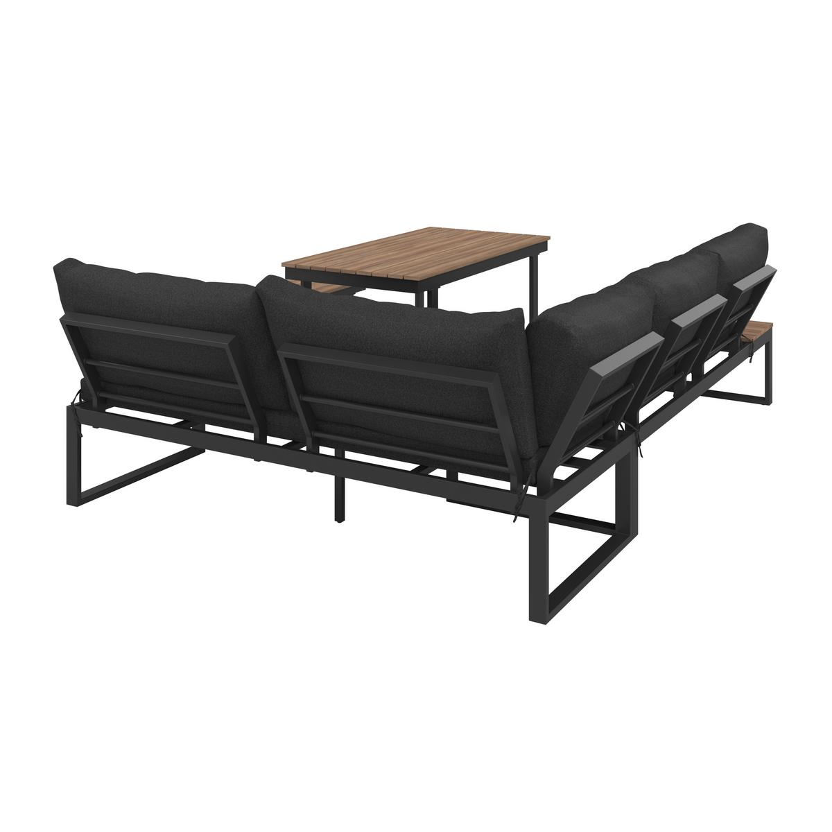 Loungegarnitur 3-Tlg Bern Metall/Kunststoff mit Kissen - Dunkelgrau/Anthrazit, MODERN, Kunststoff/Textil (254/184cm) - Beldano