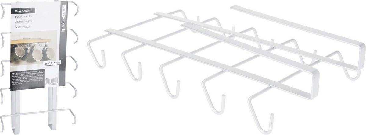 Csészetartó Vas 10db Csészének - fehér, Basics, fém (28.5/15.5/6cm)