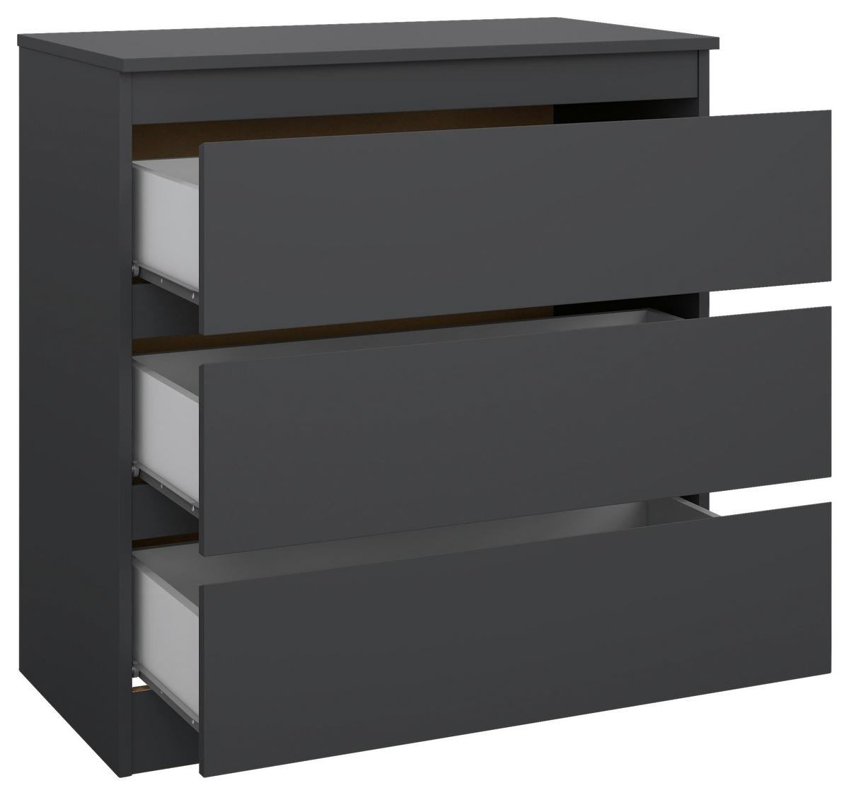 Kommode Mara 2 Anthrazit B: 77 cm - Anthrazit/Weiß, Trend, Holz (77/80,4/42cm)